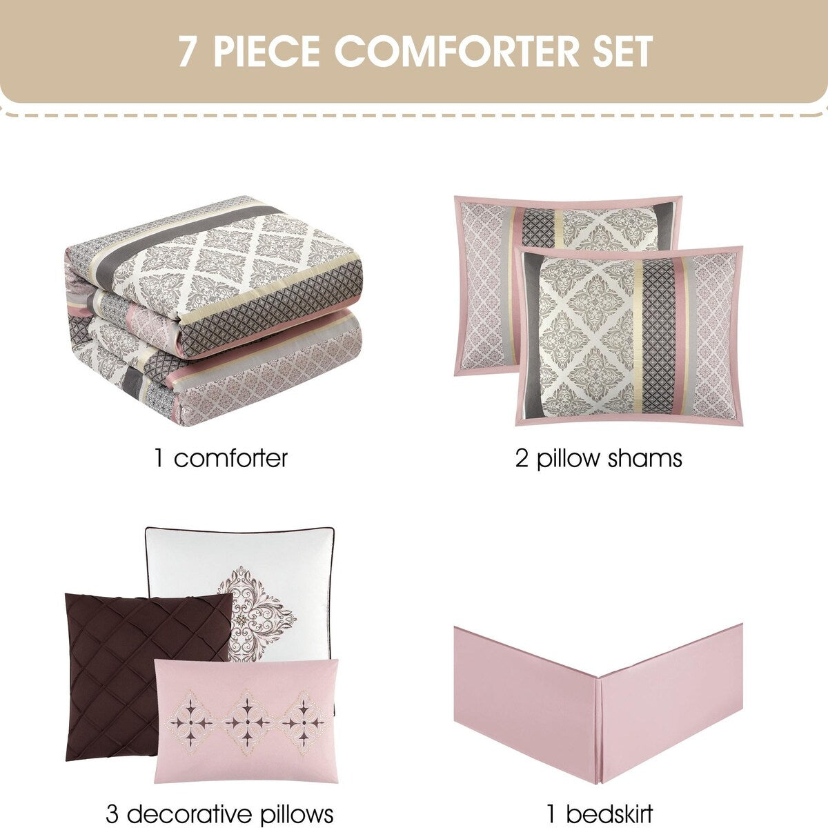 Nanshing Jensen 7-teiliges Jacquard-Bettdeckenset mit geometrischem Muster
