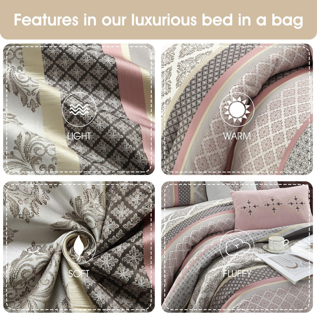 Nanshing Jensen 7-teiliges Jacquard-Bettdeckenset mit geometrischem Muster