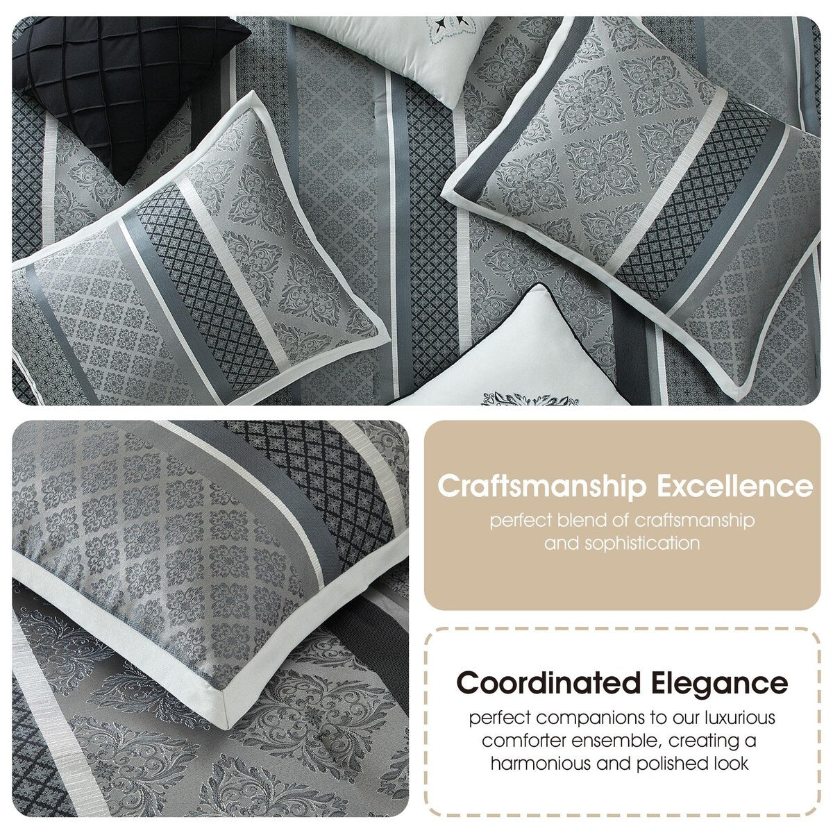 Nanshing Jensen 7-teiliges Jacquard-Bettdeckenset mit geometrischem Muster