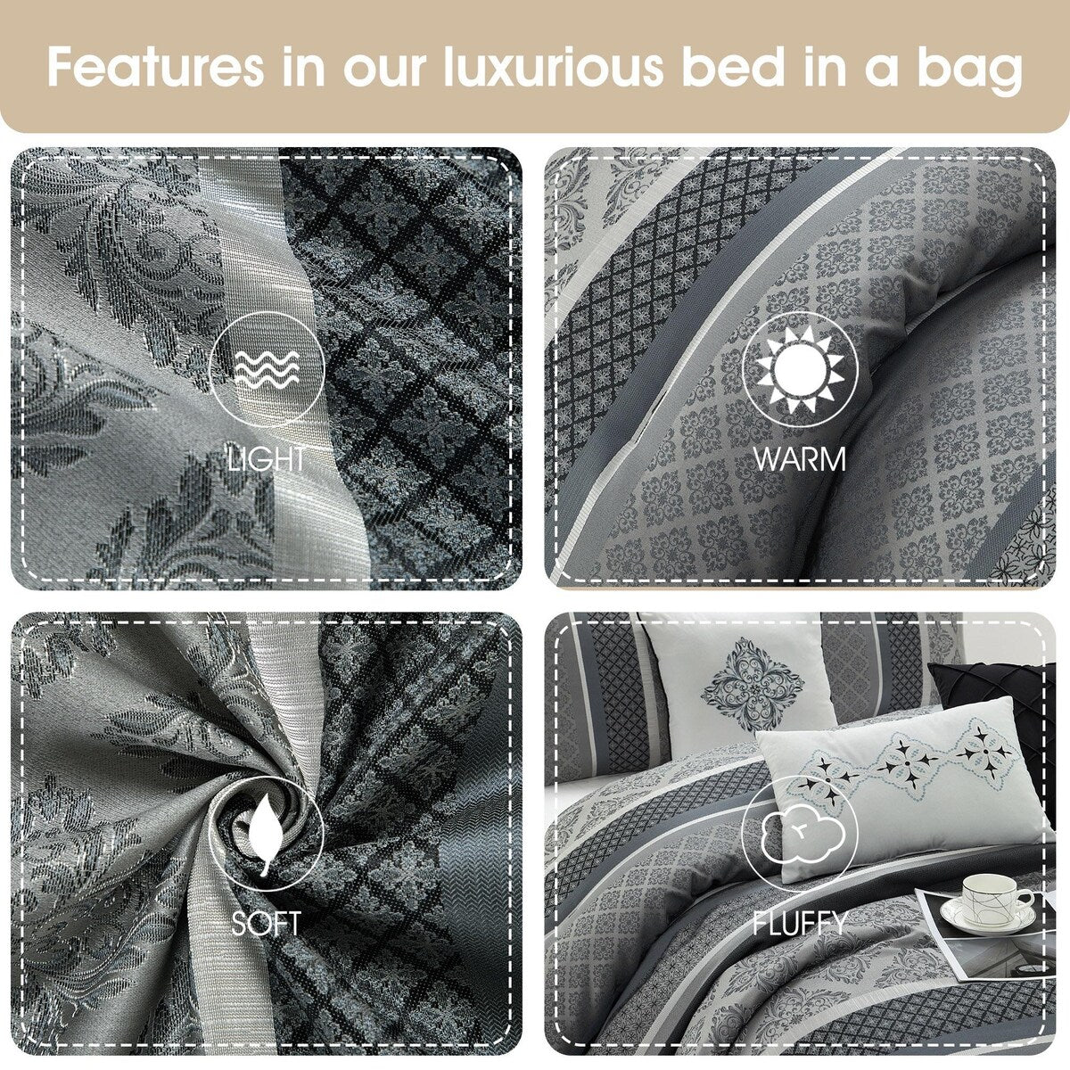 Nanshing Jensen 7-teiliges Jacquard-Bettdeckenset mit geometrischem Muster