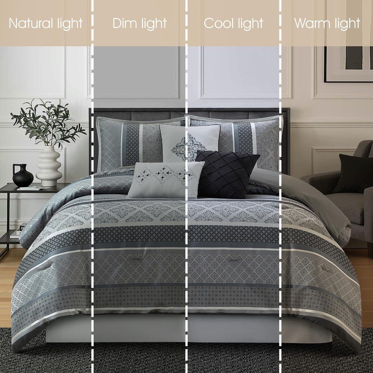 Nanshing Jensen 7-teiliges Jacquard-Bettdeckenset mit geometrischem Muster