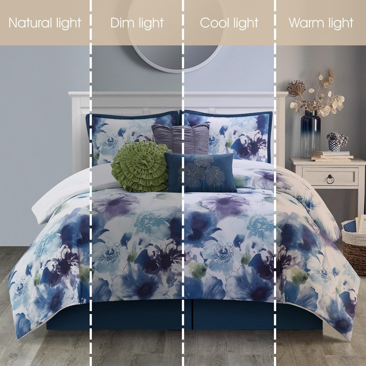 Nanshing Leela 7-teiliges Bettdeckenset mit Blumenmuster