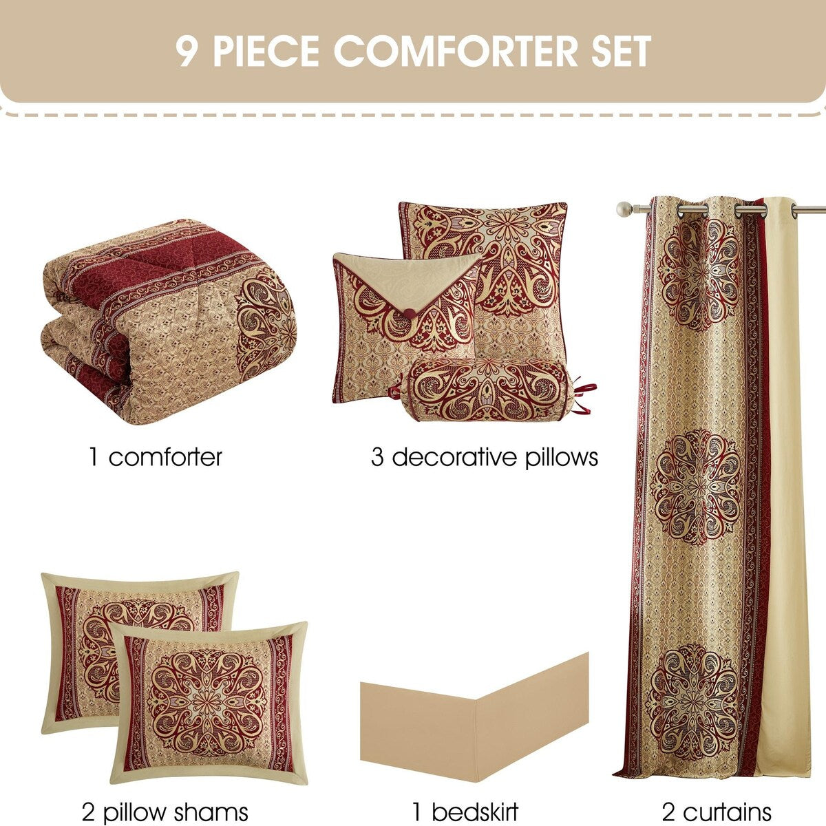 Nanshing Prince 7-teiliges elegantes Medaillon-Bettdeckenset