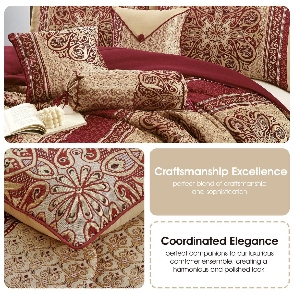 Nanshing Prince 7-teiliges elegantes Medaillon-Bettdeckenset