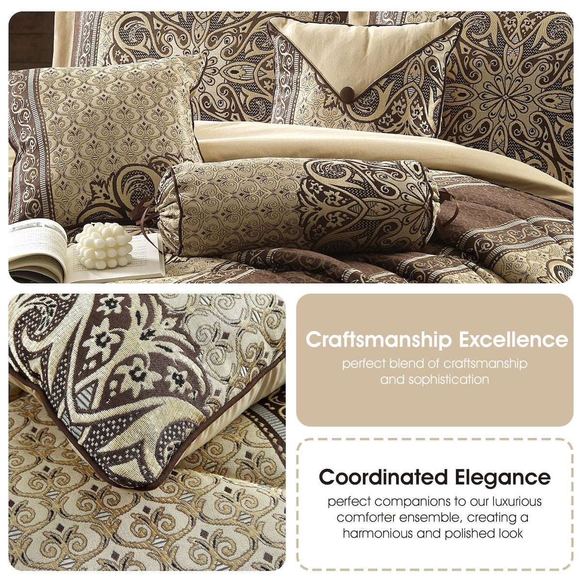 Nanshing Prince 7-teiliges elegantes Medaillon-Bettdeckenset