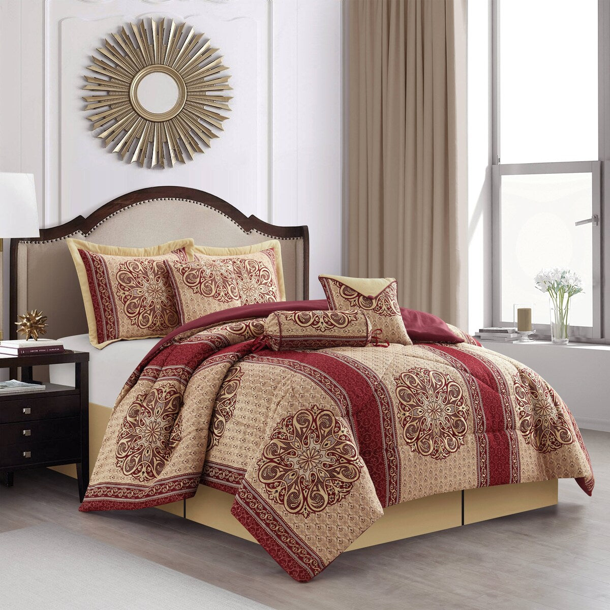 Nanshing Prince 7-teiliges elegantes Medaillon-Bettdeckenset