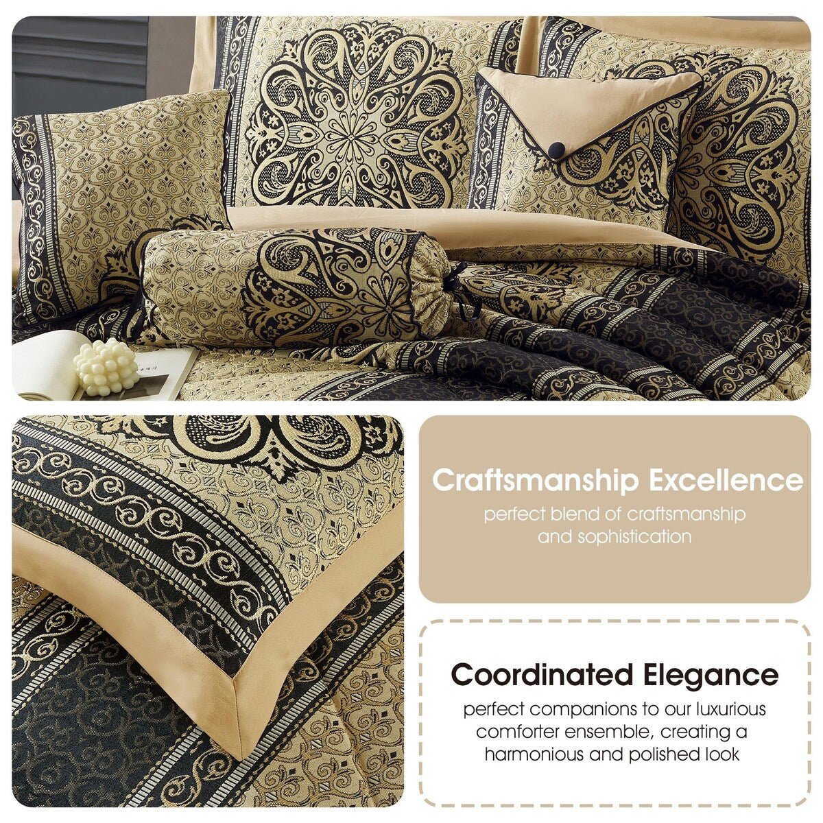 Nanshing Prince 7-teiliges elegantes Medaillon-Bettdeckenset