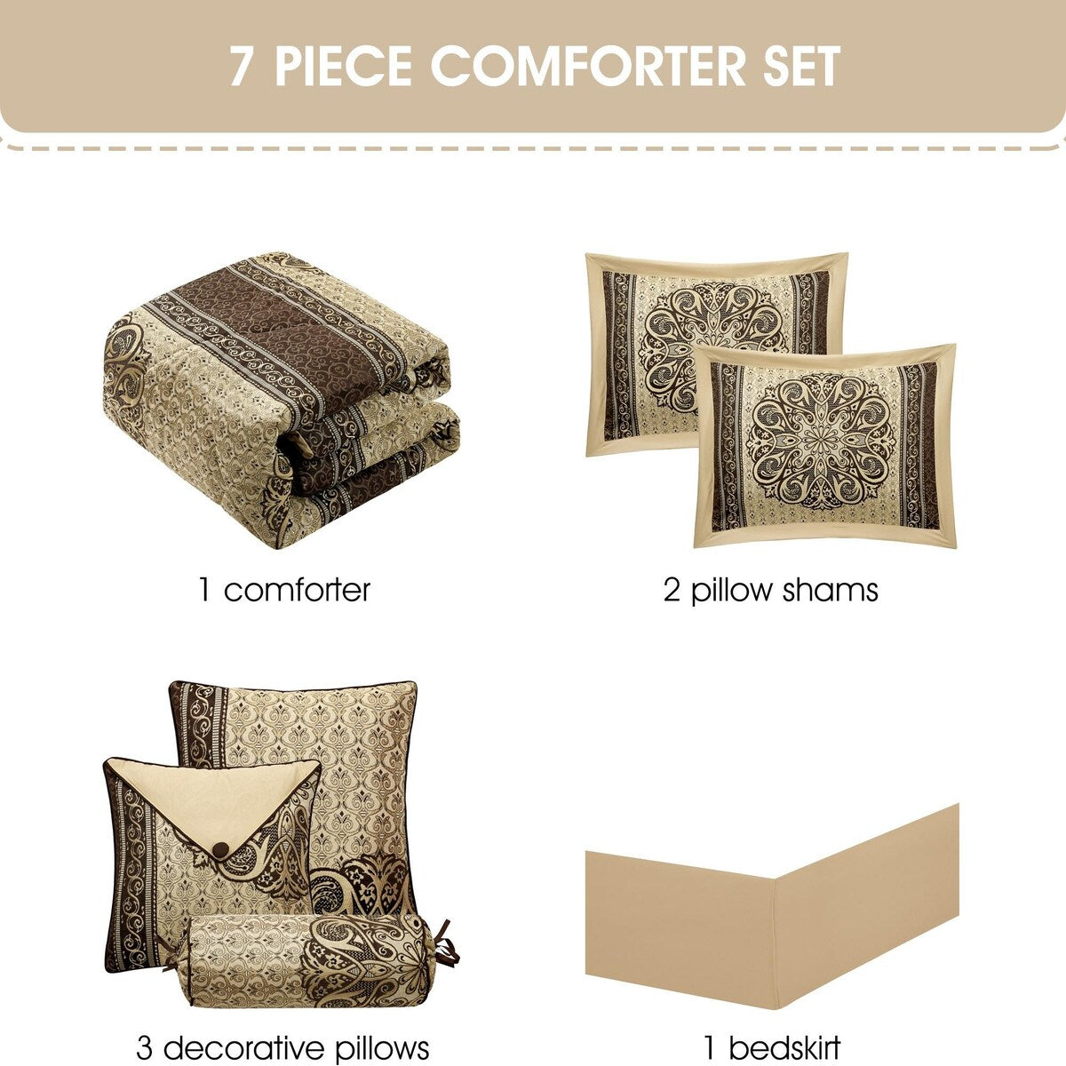 Nanshing Prince 7-teiliges elegantes Medaillon-Bettdeckenset