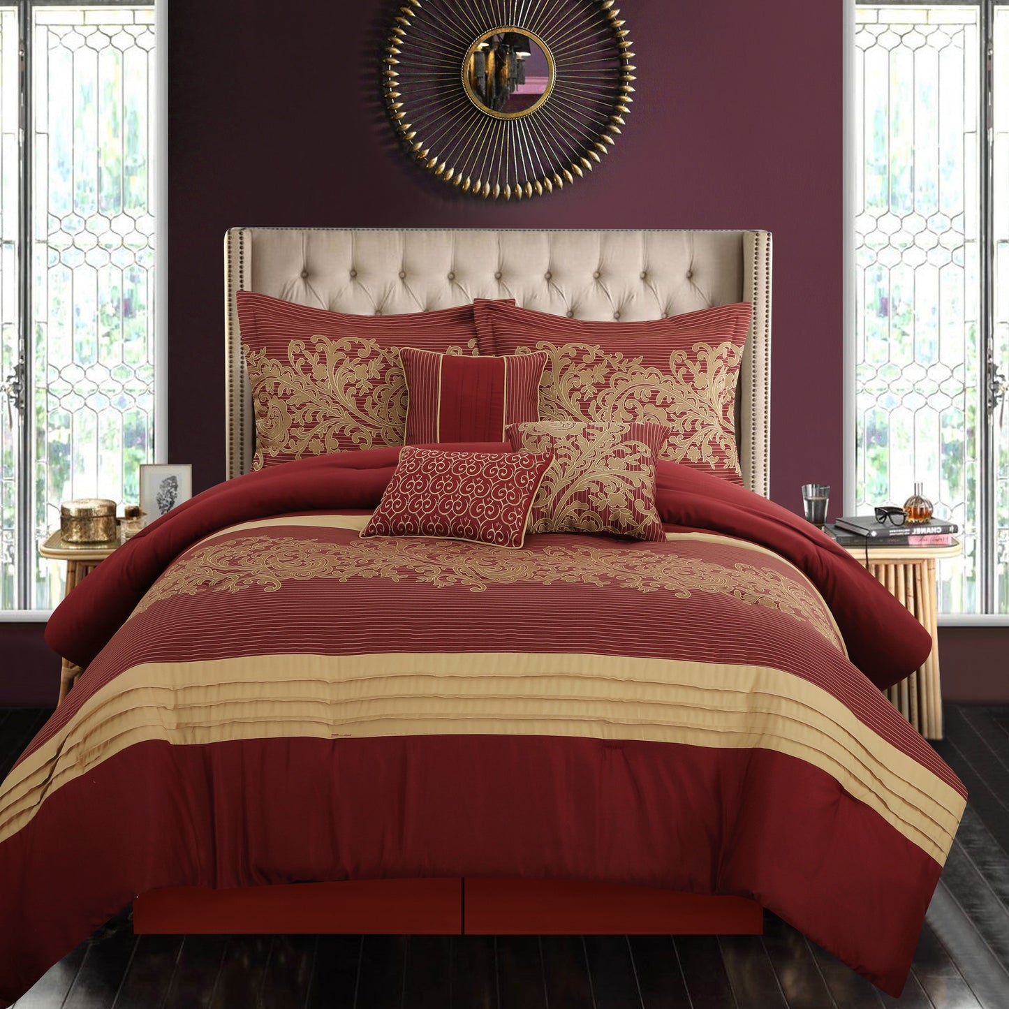 Nanshing Salem Damast-Jacquard 7-teiliges Bettdeckenset