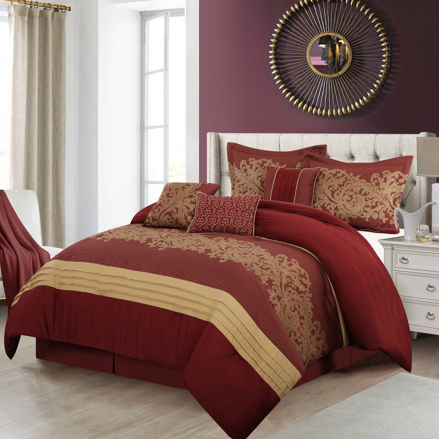 Nanshing Salem Damast-Jacquard 7-teiliges Bettdeckenset