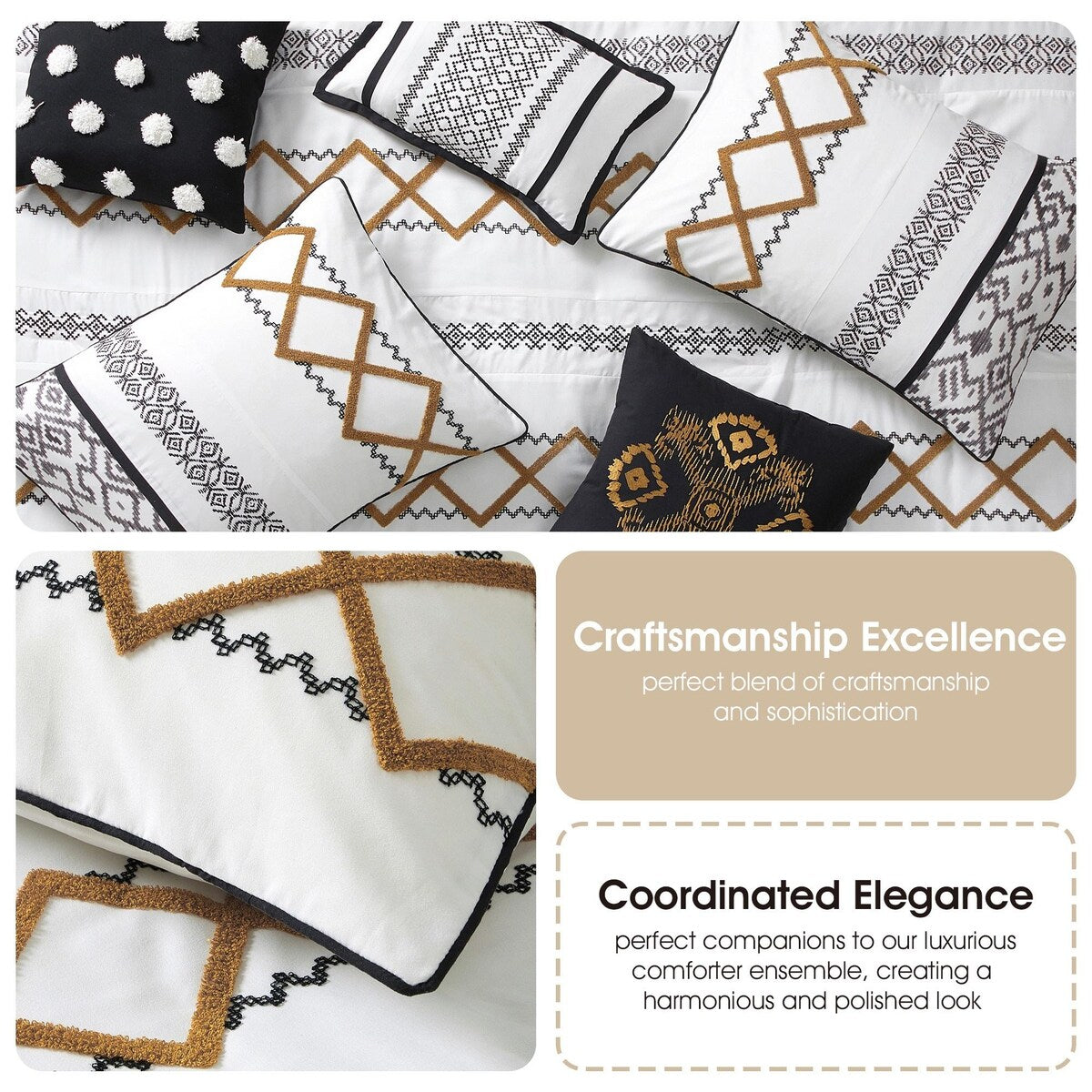 Nanshing Trina 15-teiliges Bettdeckenset mit Boho-Stickerei