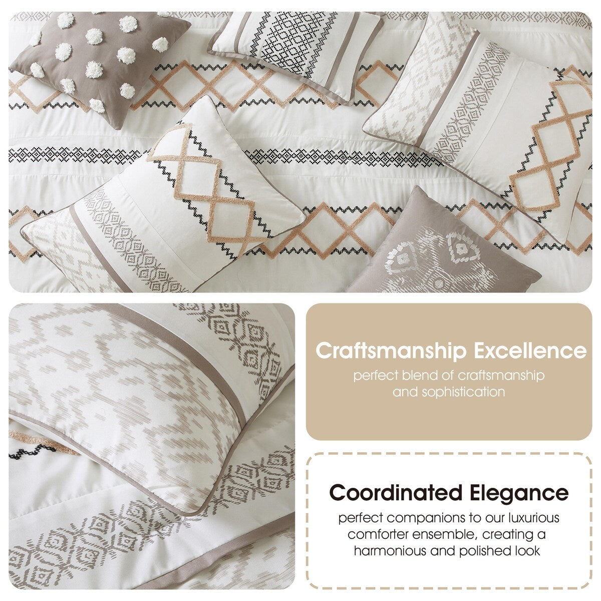 Nanshing Trina 15-teiliges Bettdeckenset mit Boho-Stickerei