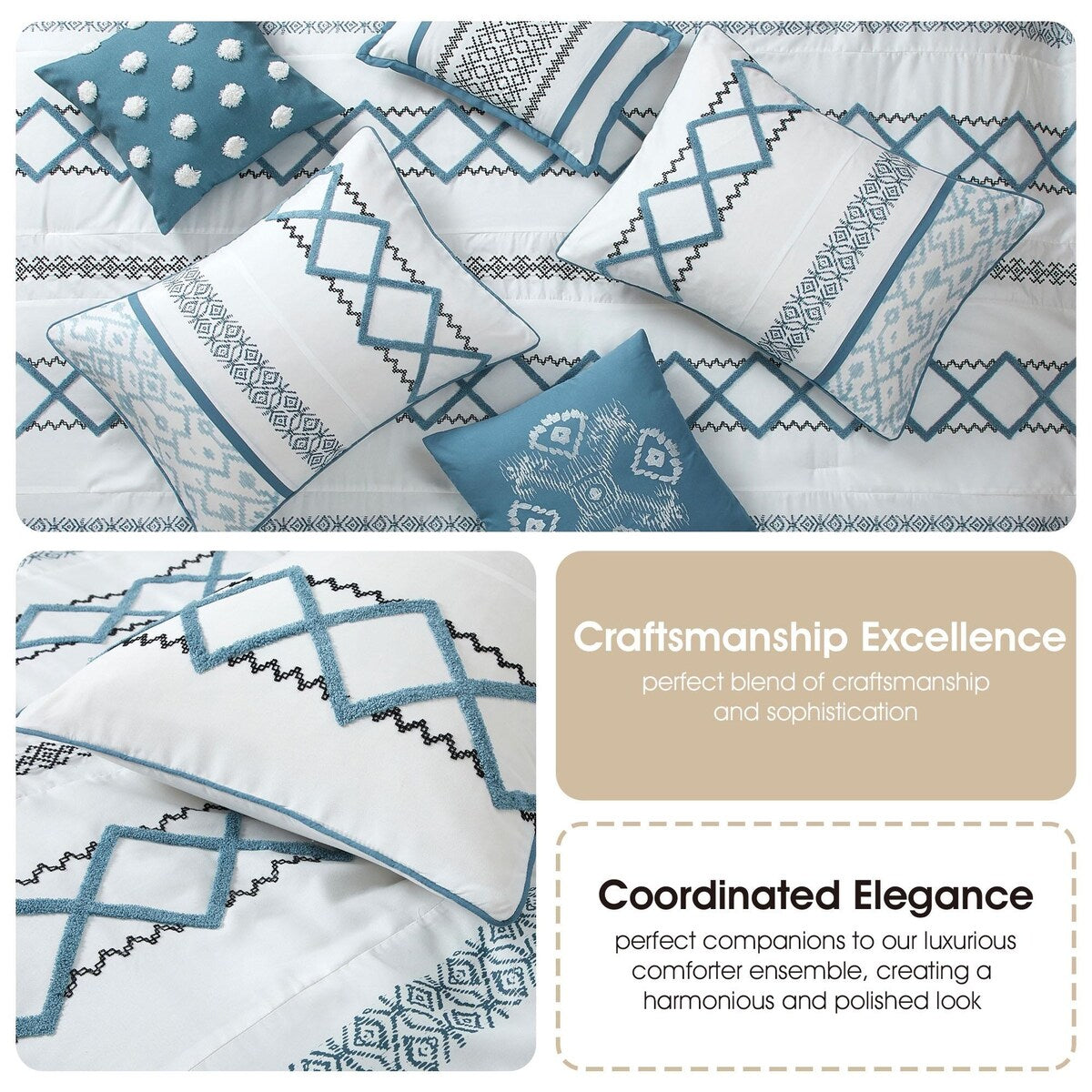 Nanshing Trina 15-teiliges Bettdeckenset mit Boho-Stickerei