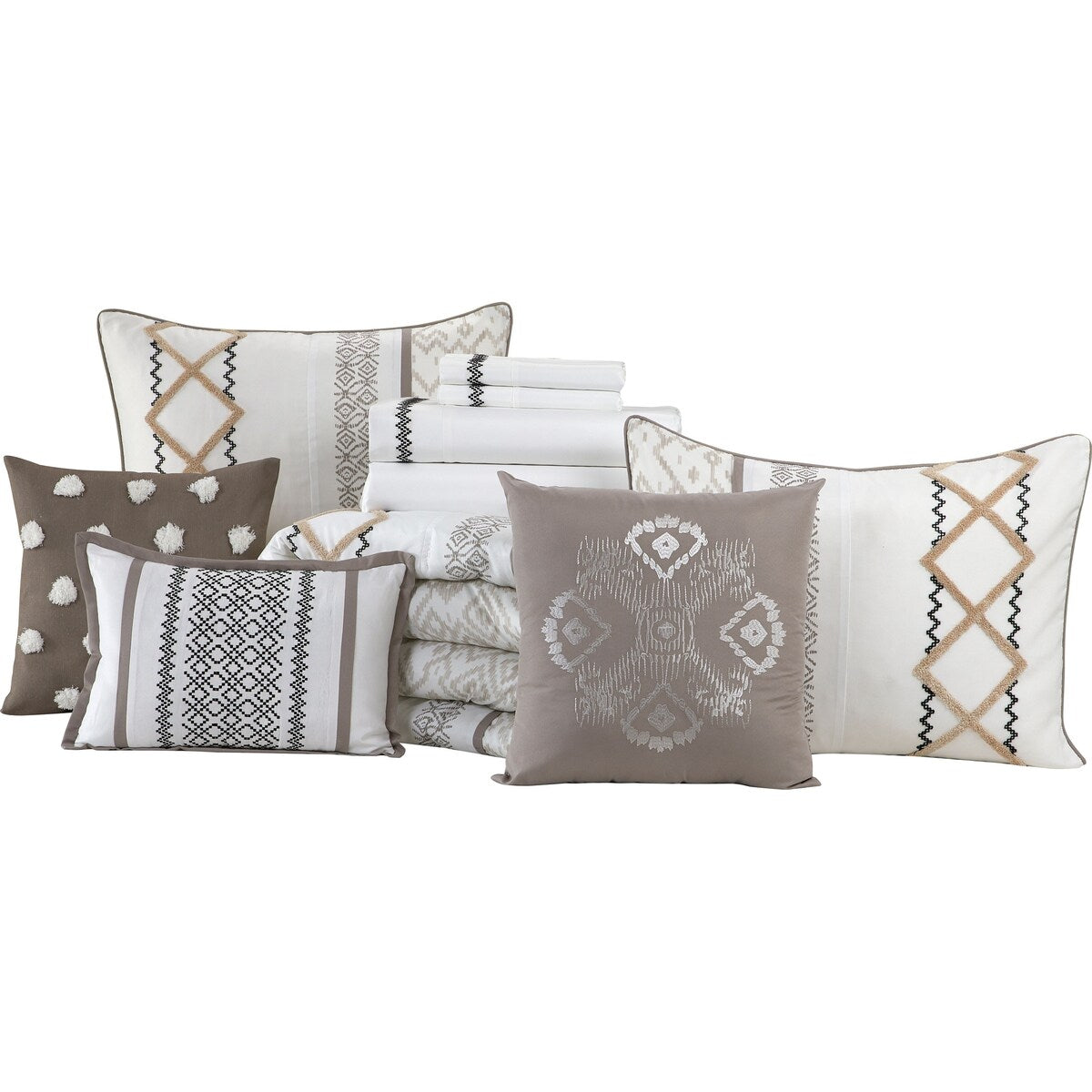 Nanshing Trina 15-teiliges Bettdeckenset mit Boho-Stickerei
