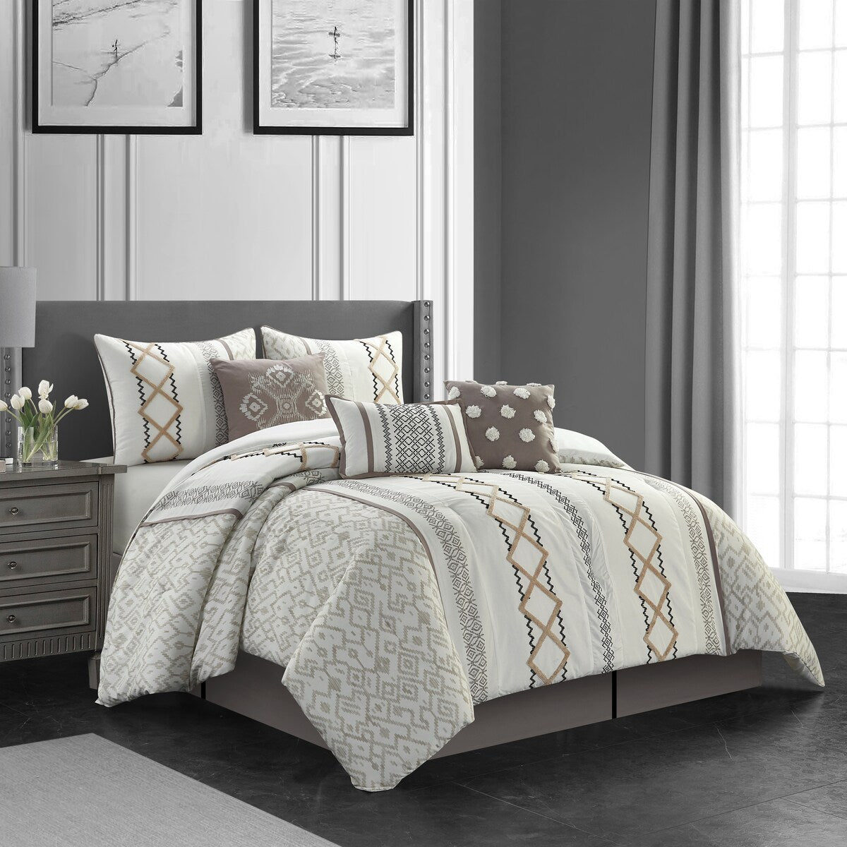 Nanshing Trina 15-teiliges Bettdeckenset mit Boho-Stickerei