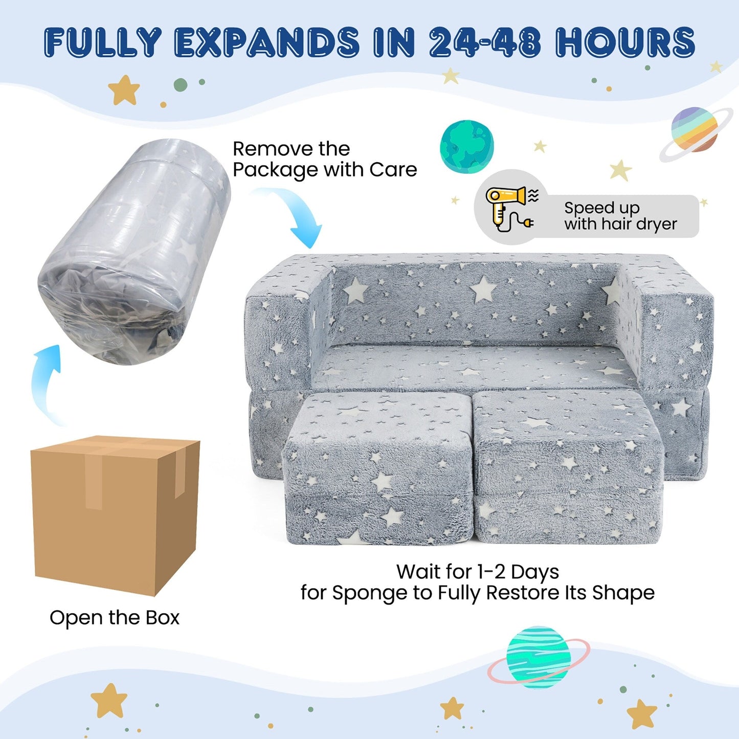 Gymax 3-in-1 Baby Fold out Sofa w/ Removable & Machine Washable