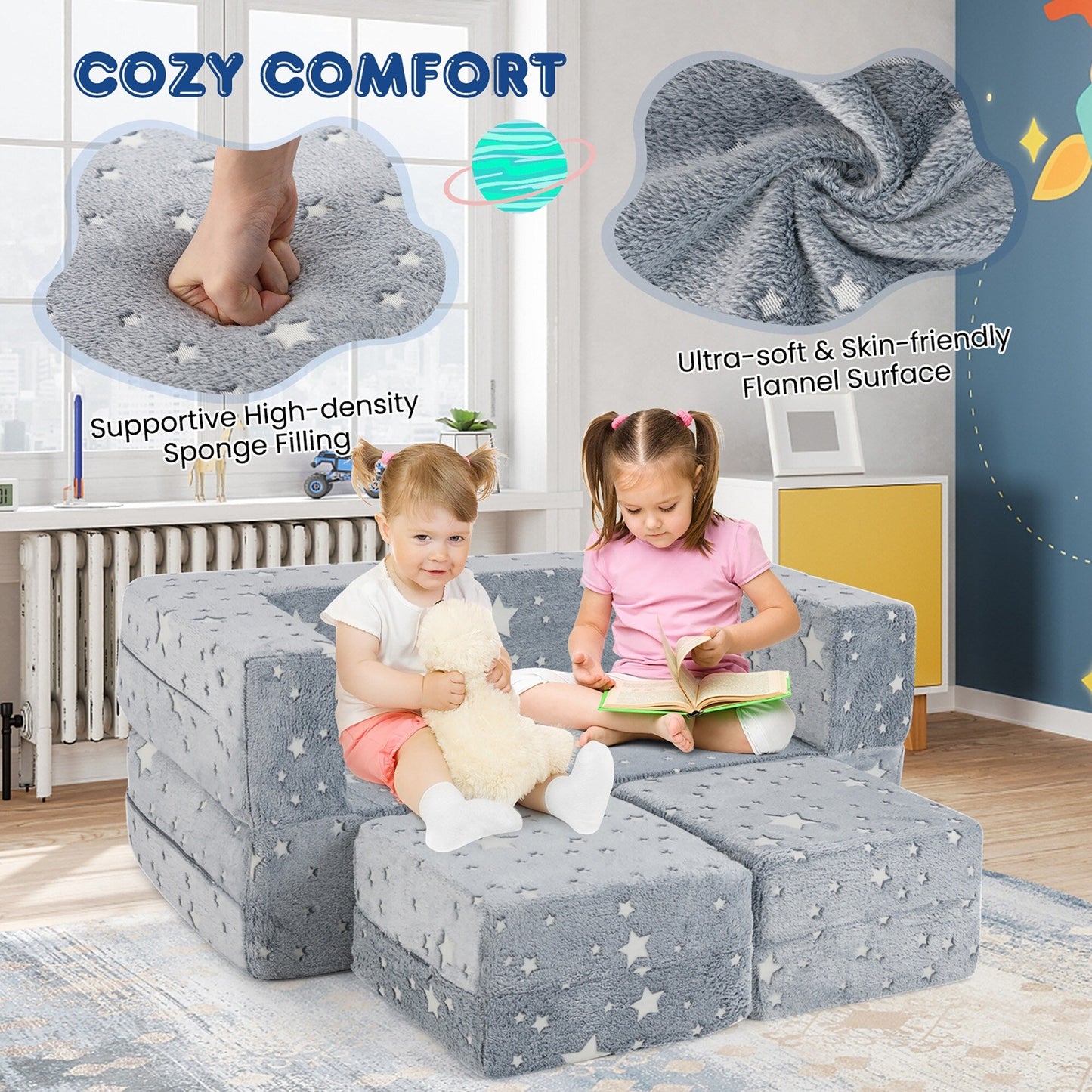 Gymax 3-in-1 Baby Fold out Sofa w/ Removable & Machine Washable