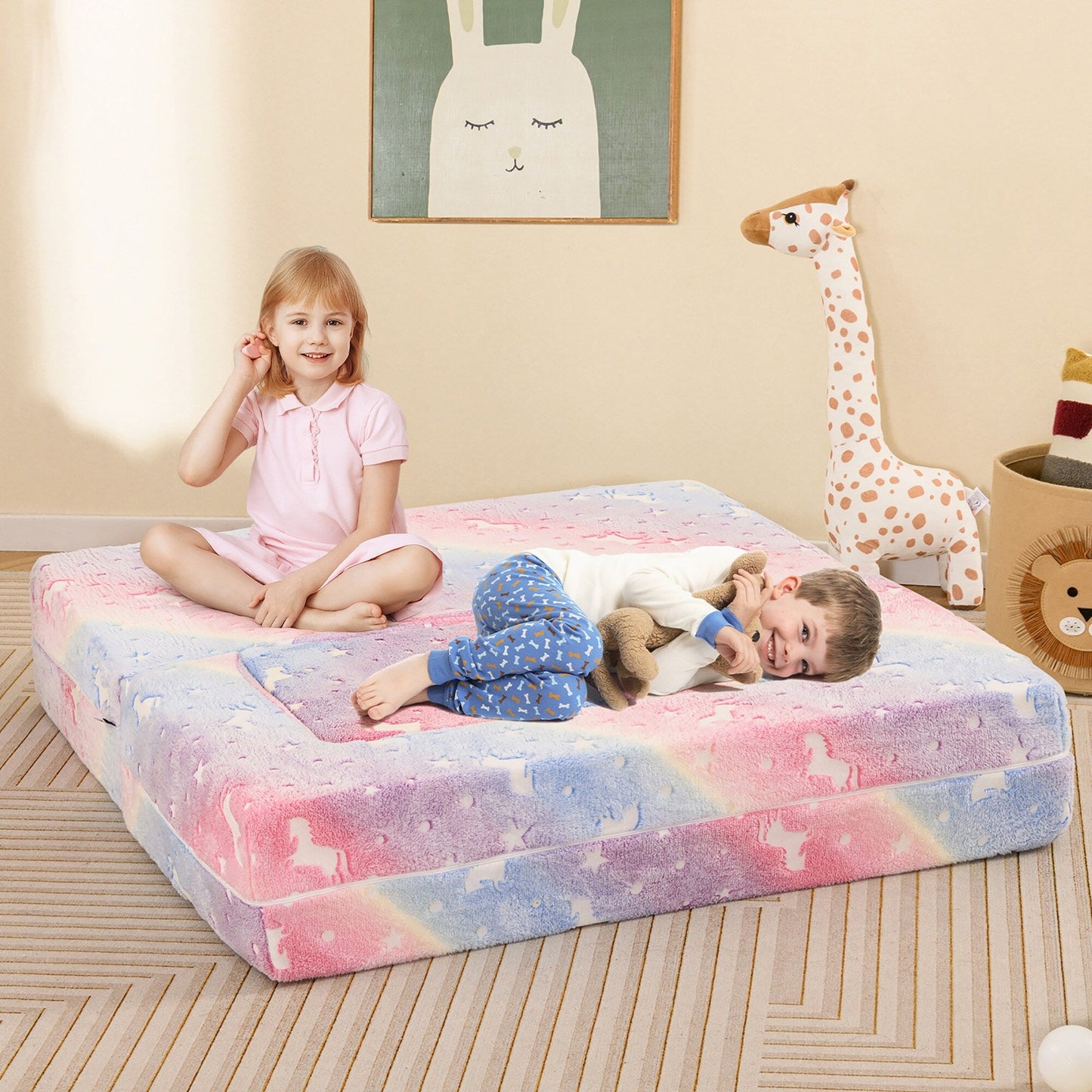 Gymax 3-in-1 Baby Fold out Sofa w/ Removable & Machine Washable