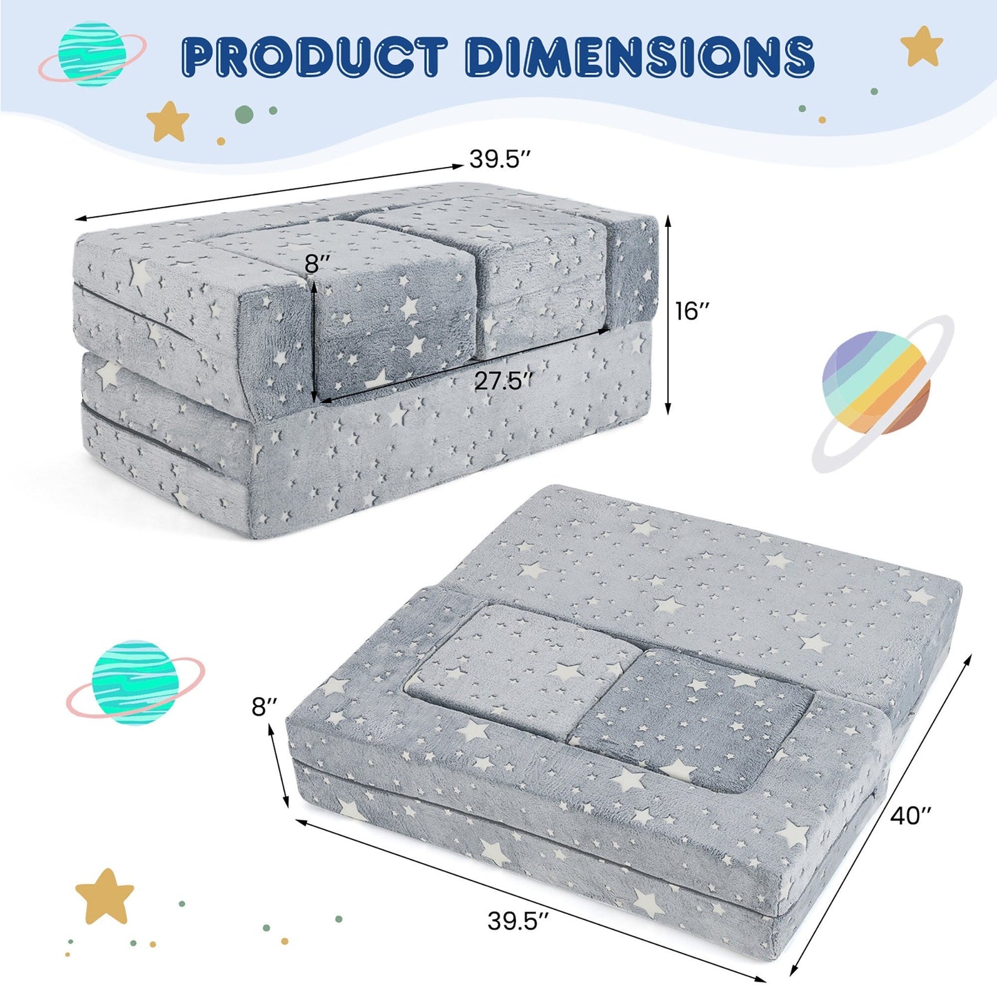 Gymax 3-in-1 Baby Fold out Sofa w/ Removable & Machine Washable