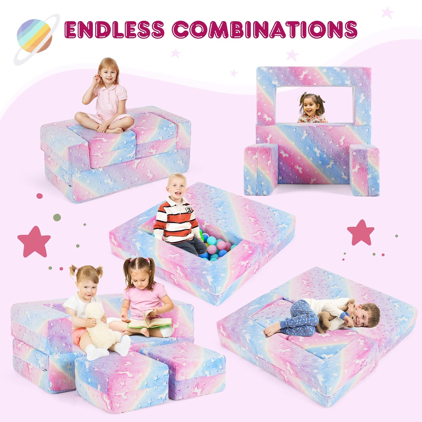 Gymax 3-in-1 Baby Fold out Sofa w/ Removable & Machine Washable