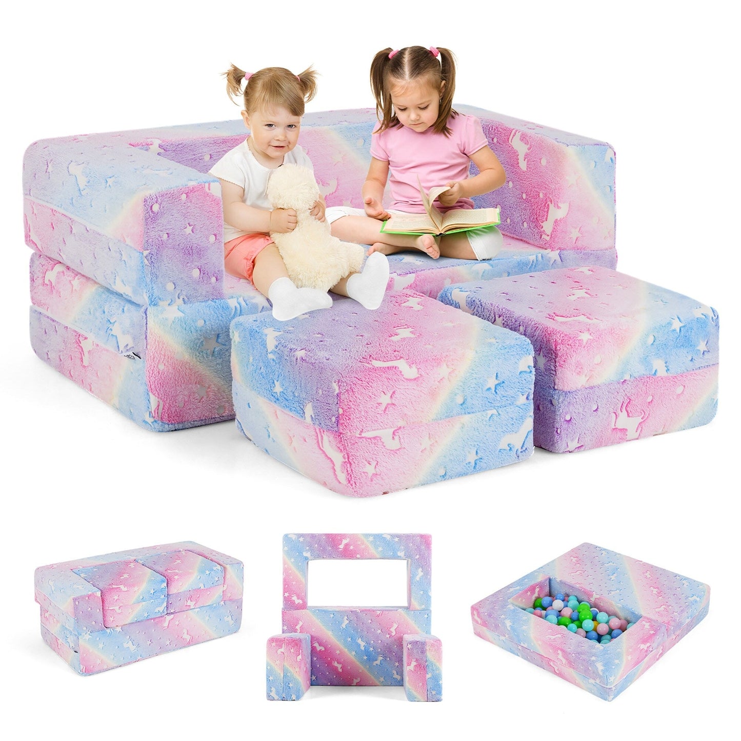 Gymax 3-in-1 Baby Fold out Sofa w/ Removable & Machine Washable
