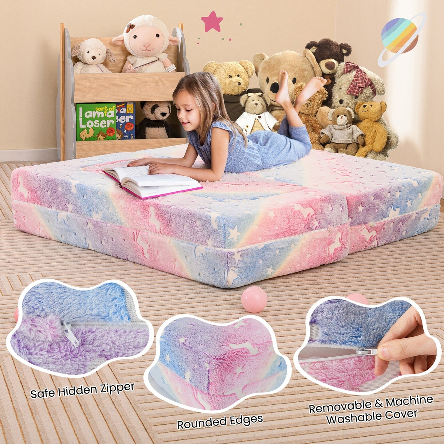 Gymax 3-in-1 Baby Fold out Sofa w/ Removable & Machine Washable