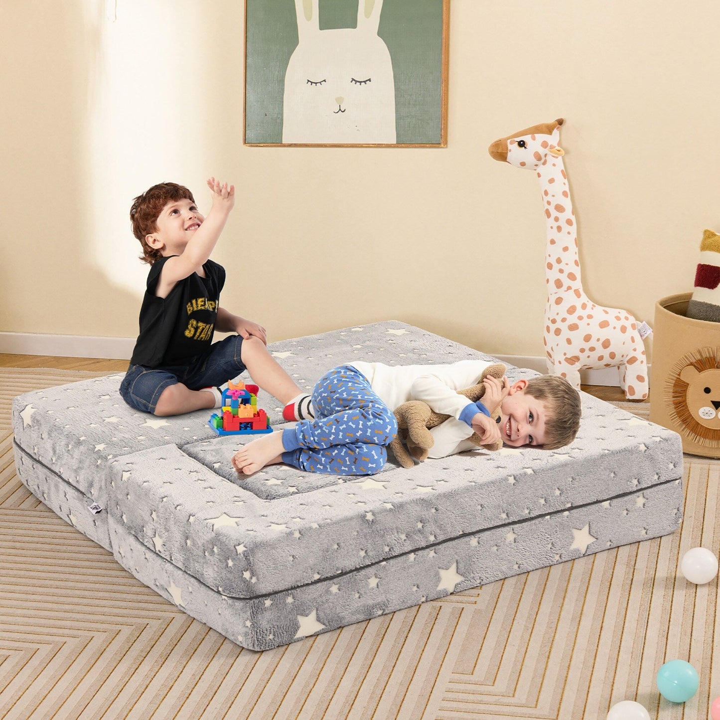 Gymax 3-in-1 Baby Fold out Sofa w/ Removable & Machine Washable