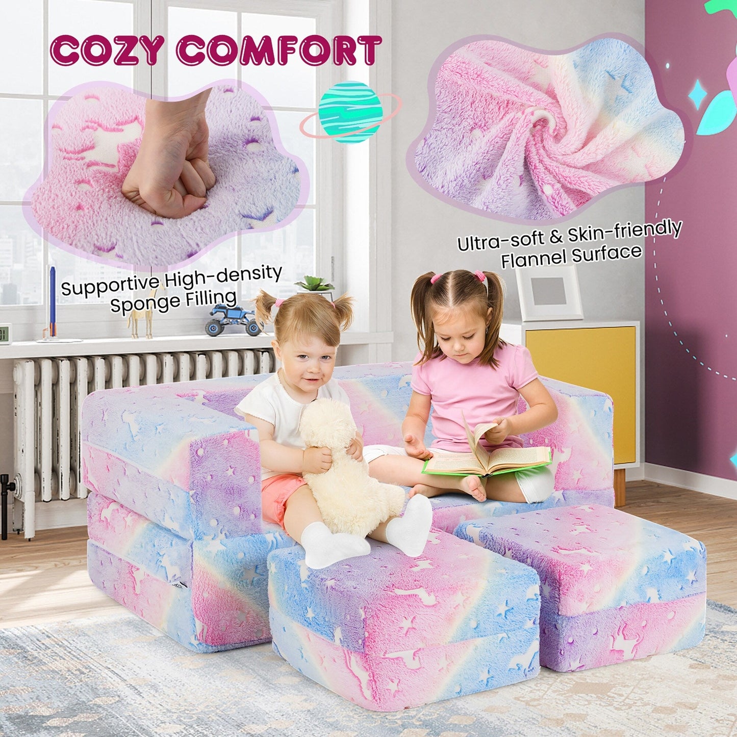 Gymax 3-in-1 Baby Fold out Sofa w/ Removable & Machine Washable