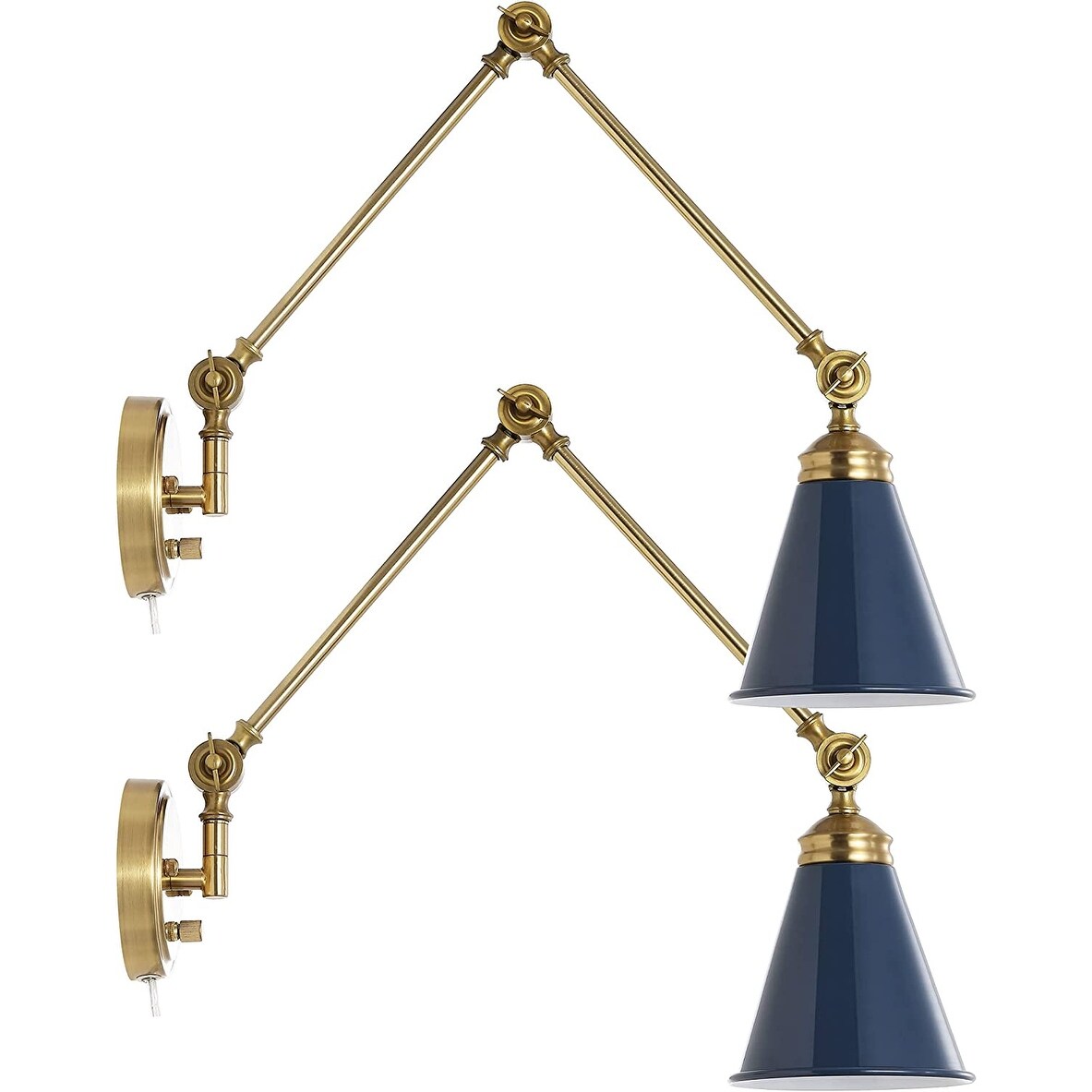 WINGBO Industrielle Wandleuchte mit Schwenkarm und Metallschirm, 2er-Pack...