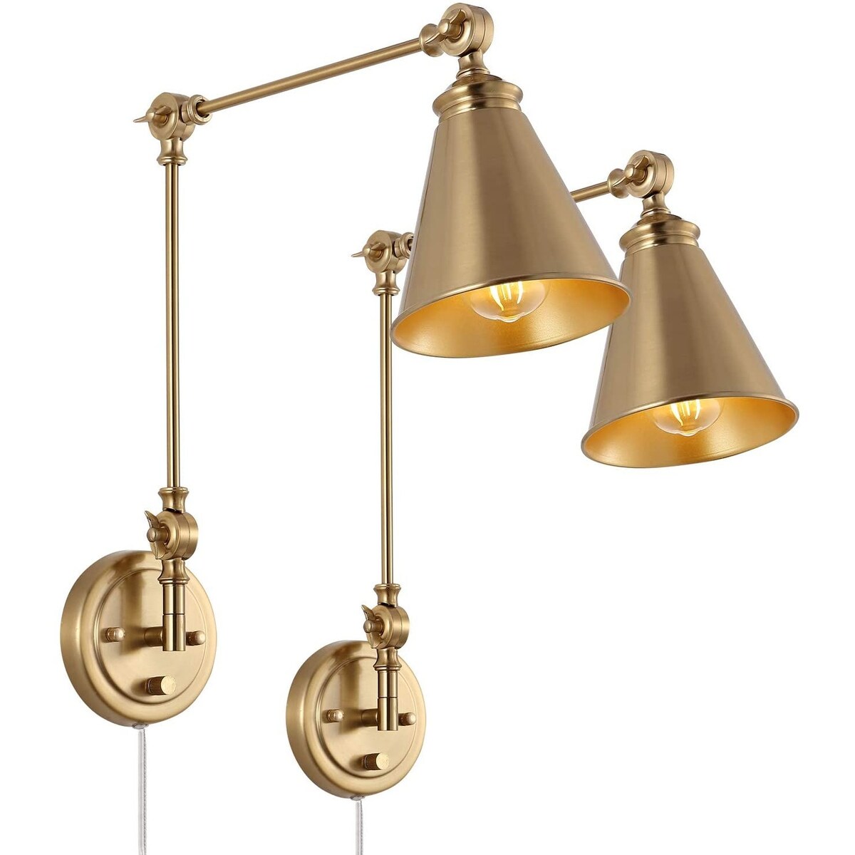 WINGBO Industrielle Wandleuchte mit Schwenkarm und Metallschirm, 2er-Pack...