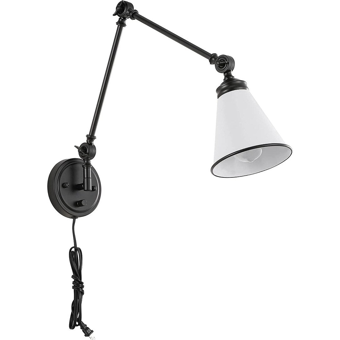 WINGBO Industrielle Wandleuchte mit Schwenkarm und Metallschirm, 2er-Pack...