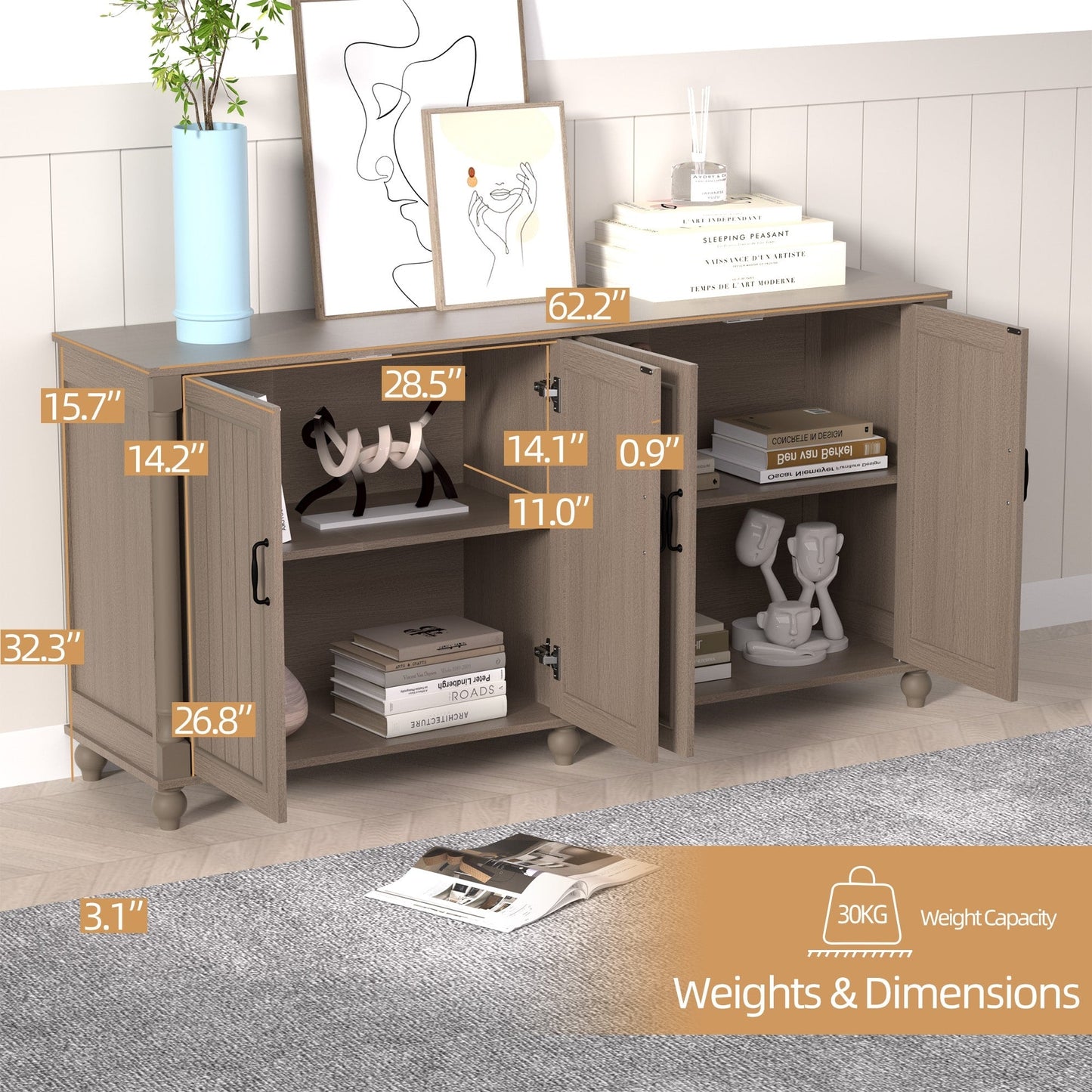Küchen-Sideboard, Kaffeebar-Schrank, Akzent-Aufbewahrungsschrank