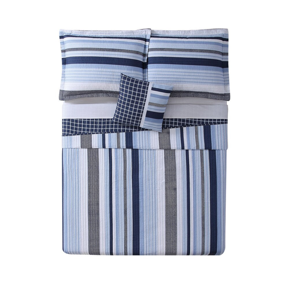 My World Mason Stripe 3-teiliges Steppdeckenset mit Bonus-Dekokissen