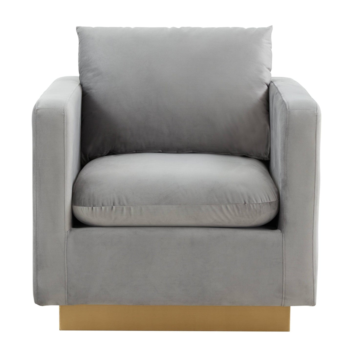 Nervo Velvet Modern Single Seater Sofa, Accent Arm Chair with Gold Stainless Steel Square Base for Living Room & Bedroom - 32.67