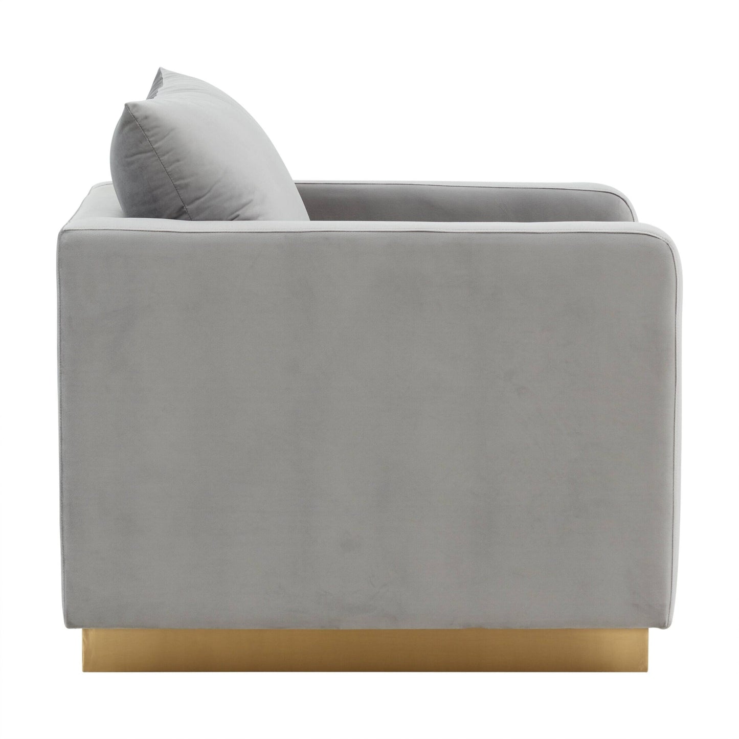 Nervo Velvet Modern Single Seater Sofa, Accent Arm Chair with Gold Stainless Steel Square Base for Living Room & Bedroom - 32.67