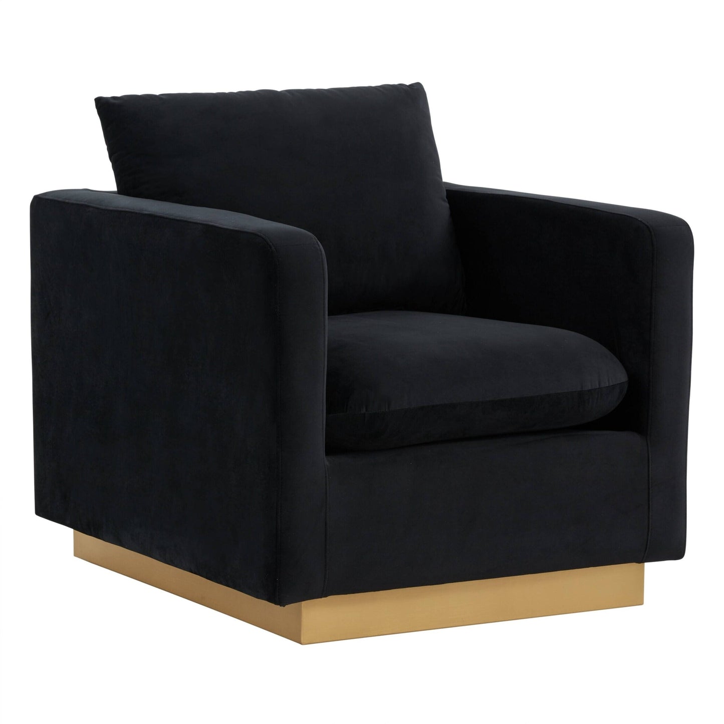 Nervo Velvet Modern Single Seater Sofa, Accent Arm Chair with Gold Stainless Steel Square Base for Living Room & Bedroom - 32.67