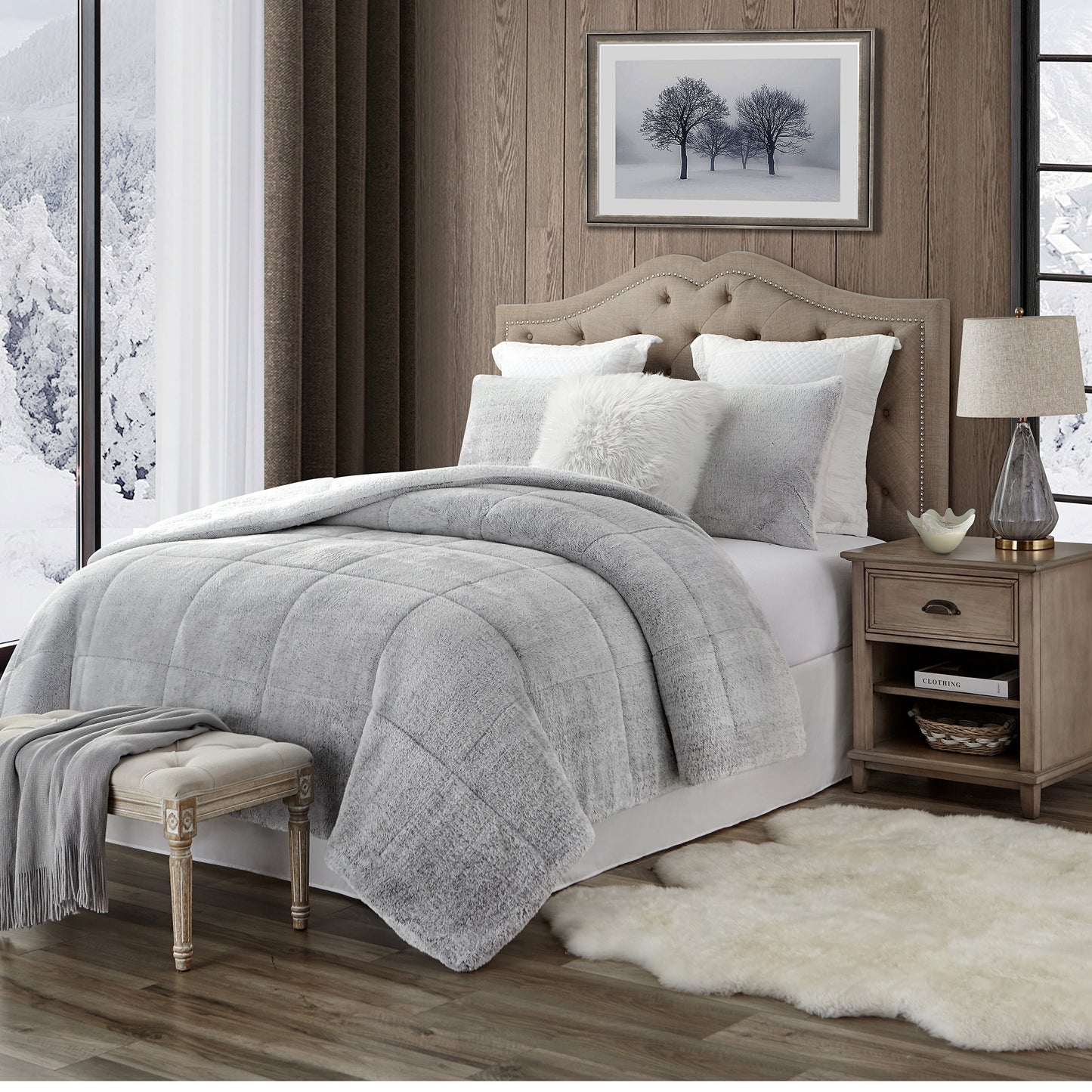 Swift Home Luxuriöses, wendbares Hochflor-Bettdeckenset aus Plüsch und Sherpa