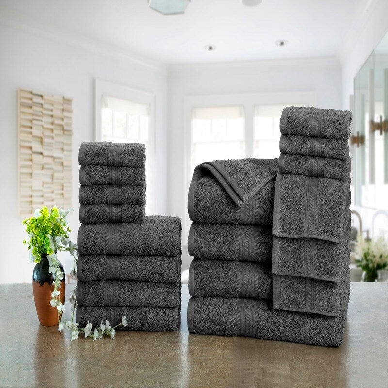Luxuriöse Badezimmerhandtuch-Sets aus Baumwolle (600 g/m²) von Ample Decor – 18er-Set