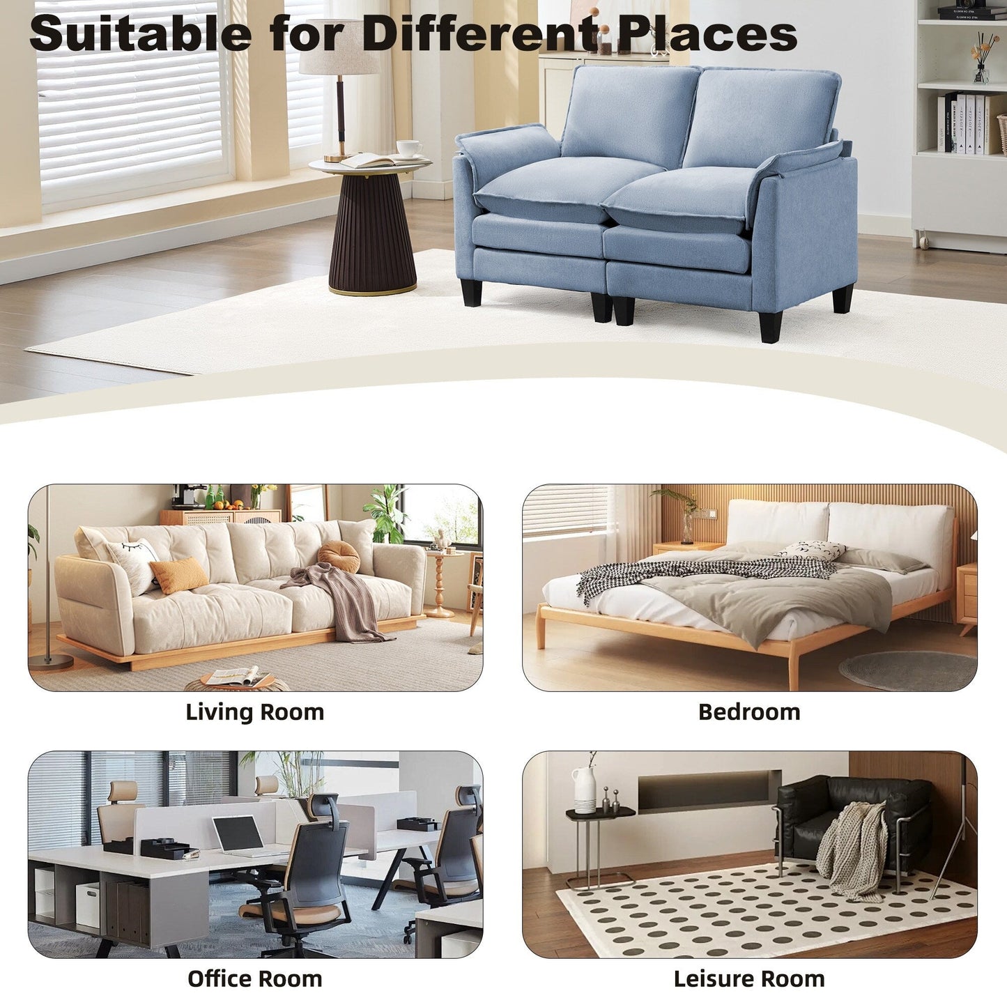Luxury 2-Seat Sofa â?Cloud-Like Comfort, Sturdy Design â?For Living Rooms & Offices