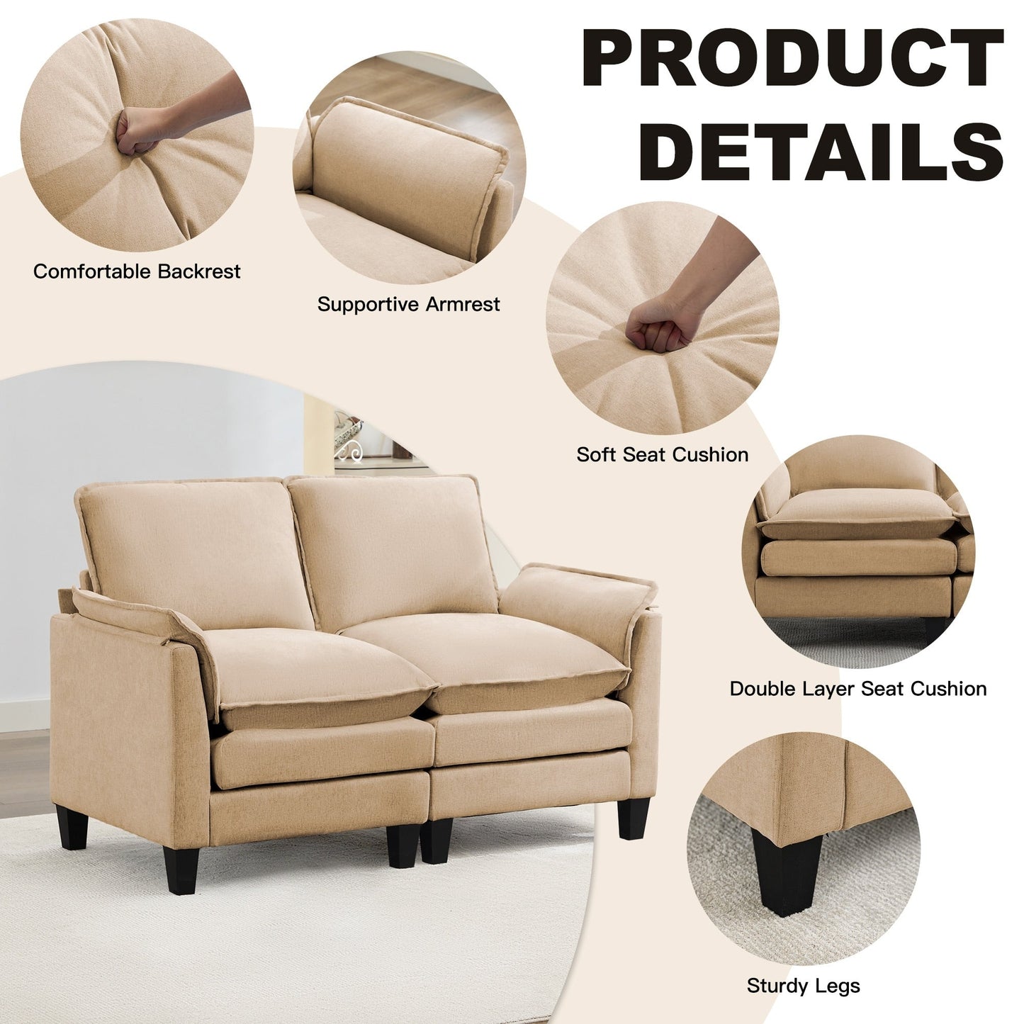 Luxury 2-Seat Sofa â?Cloud-Like Comfort, Sturdy Design â?For Living Rooms & Offices