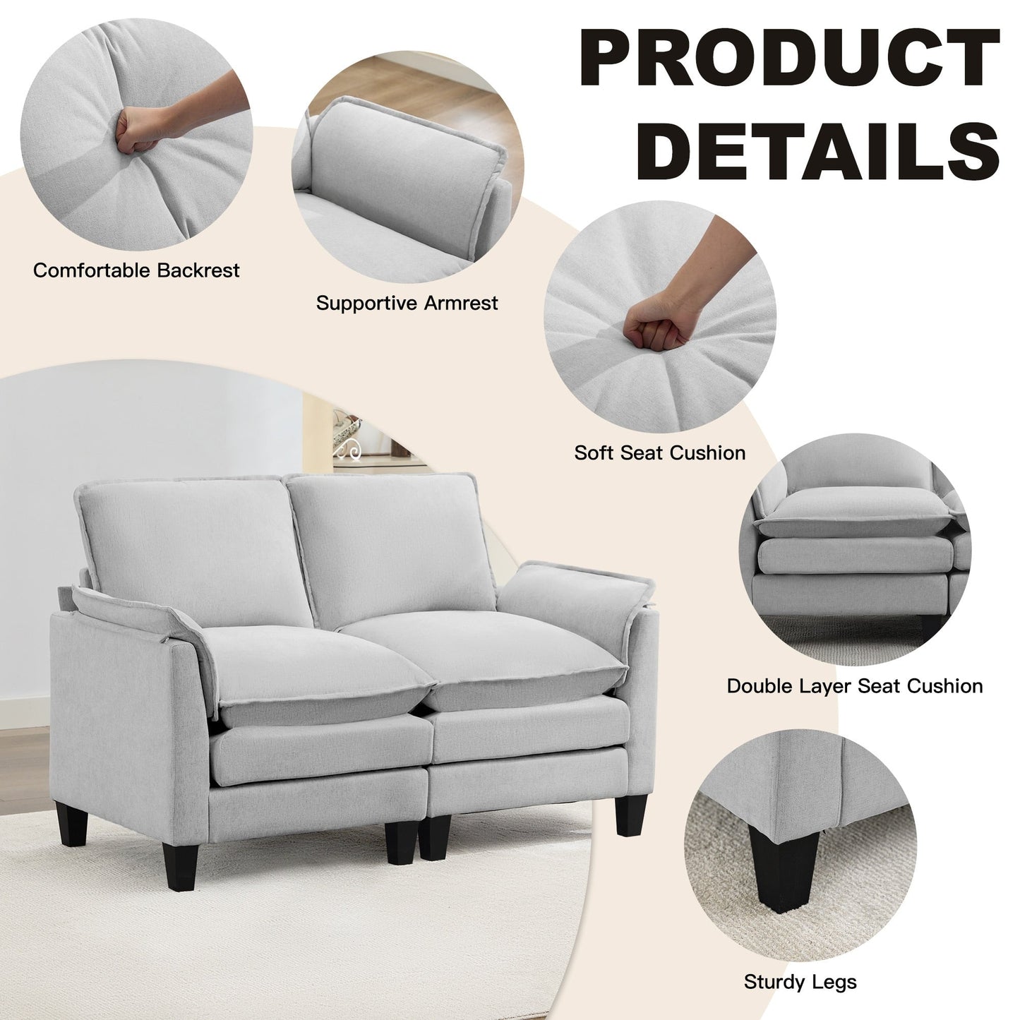 Luxury 2-Seat Sofa â?Cloud-Like Comfort, Sturdy Design â?For Living Rooms & Offices