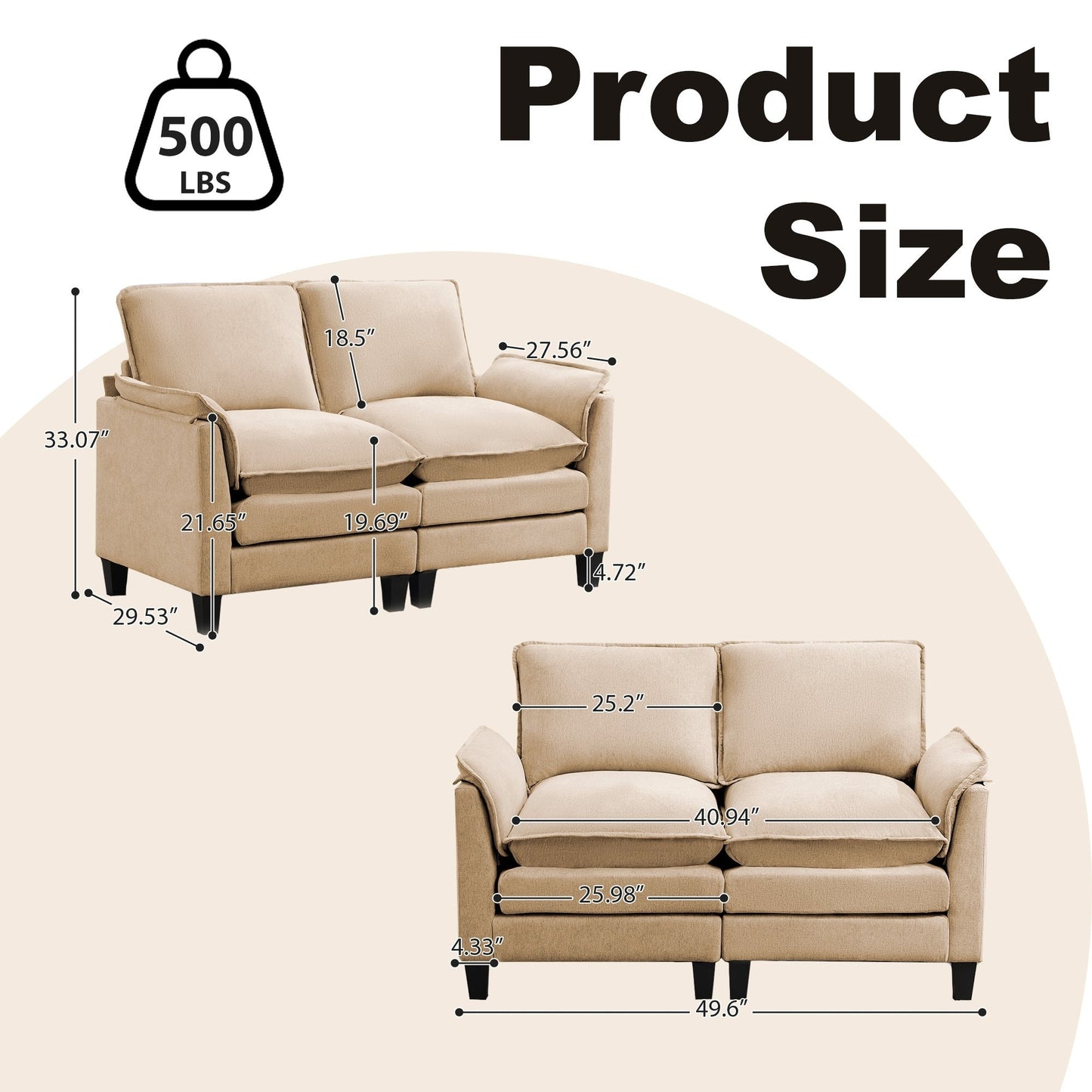 Luxury 2-Seat Sofa â?Cloud-Like Comfort, Sturdy Design â?For Living Rooms & Offices