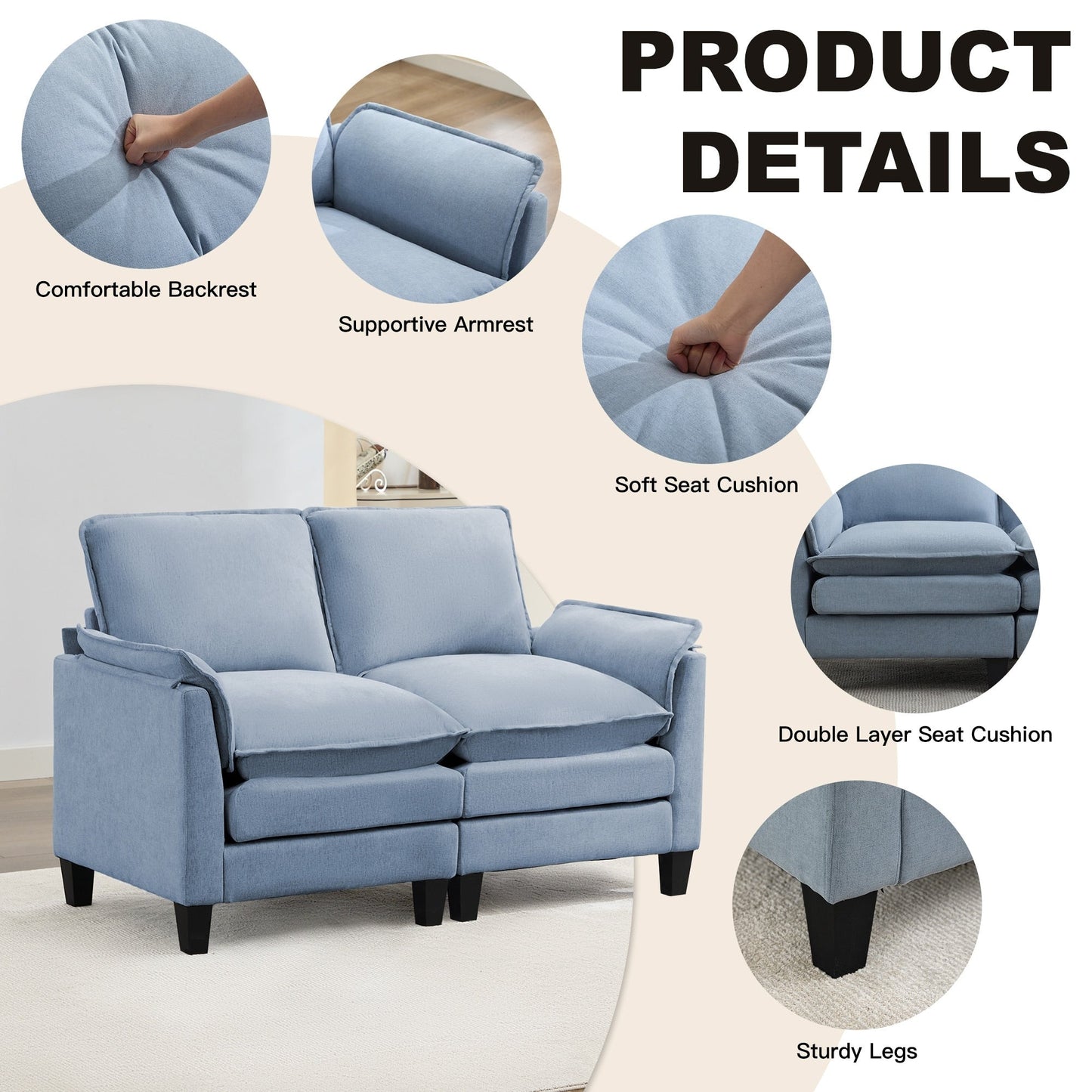 Luxury 2-Seat Sofa â?Cloud-Like Comfort, Sturdy Design â?For Living Rooms & Offices