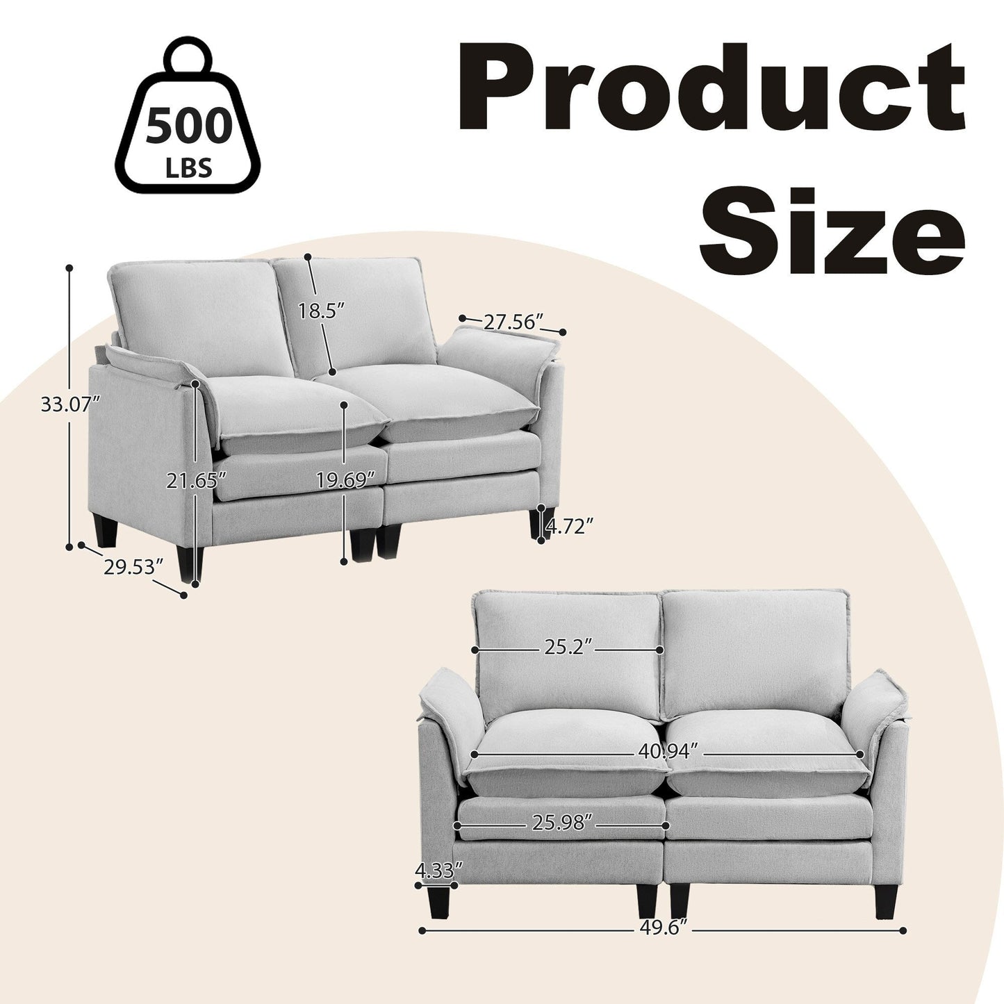 Luxury 2-Seat Sofa â?Cloud-Like Comfort, Sturdy Design â?For Living Rooms & Offices