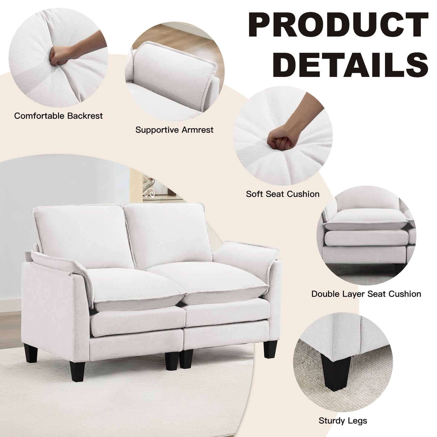 Luxury 2-Seat Sofa â?Cloud-Like Comfort, Sturdy Design â?For Living Rooms & Offices