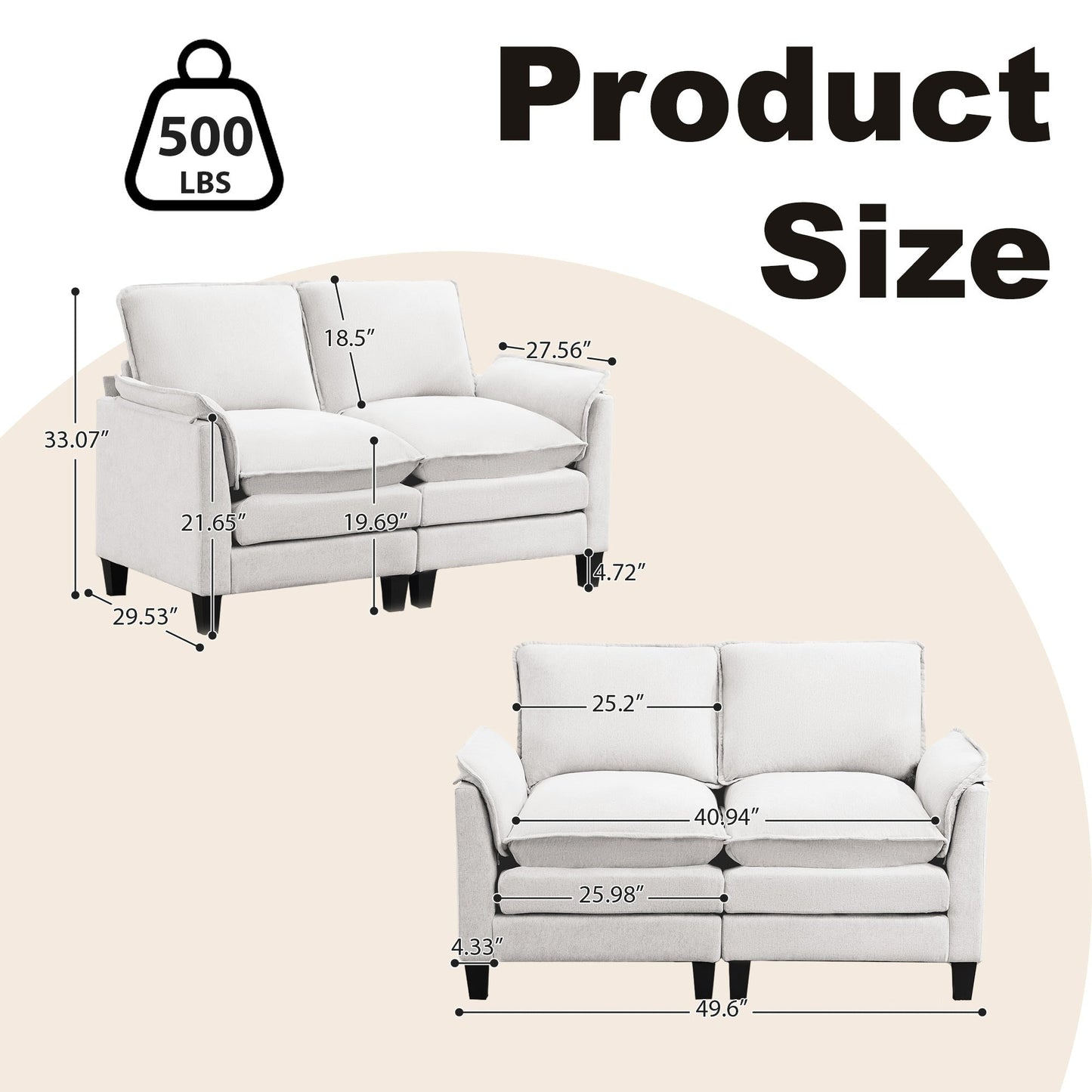 Luxury 2-Seat Sofa â?Cloud-Like Comfort, Sturdy Design â?For Living Rooms & Offices