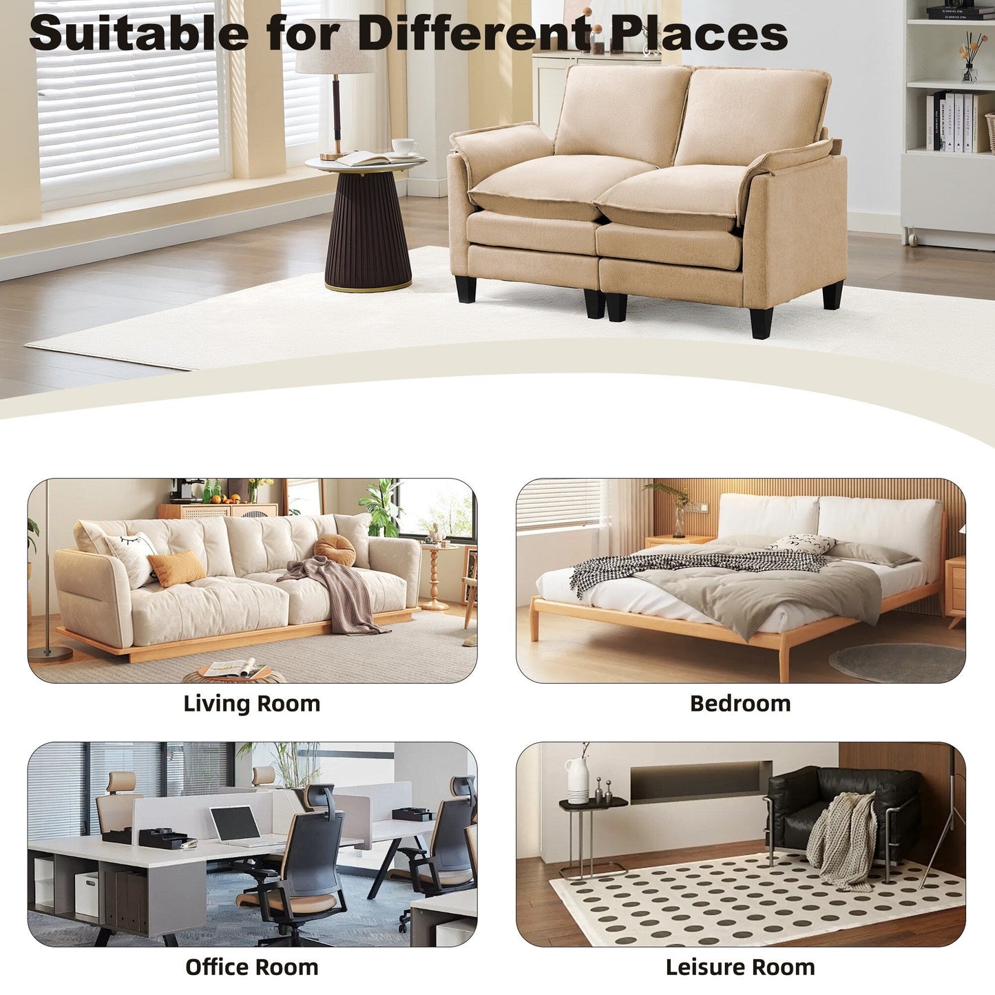 Luxury 2-Seat Sofa â?Cloud-Like Comfort, Sturdy Design â?For Living Rooms & Offices