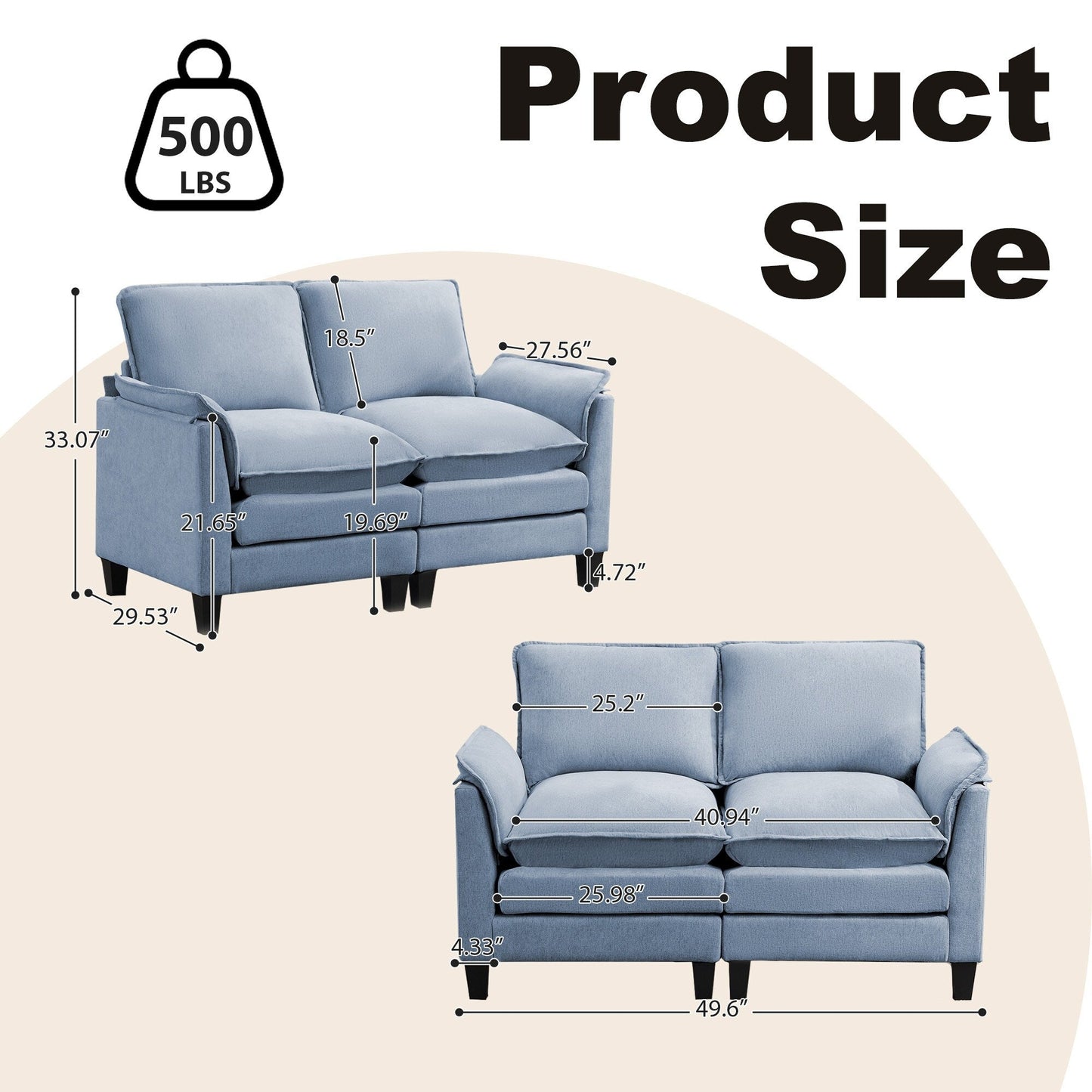 Luxury 2-Seat Sofa â?Cloud-Like Comfort, Sturdy Design â?For Living Rooms & Offices