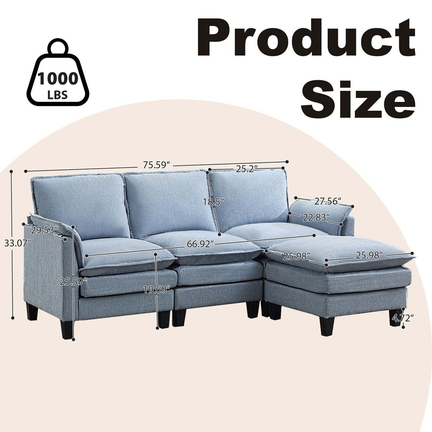 Luxury 3-Seater Sofa & Footstool â?Ultra-Plush, Multi-Room Comfort