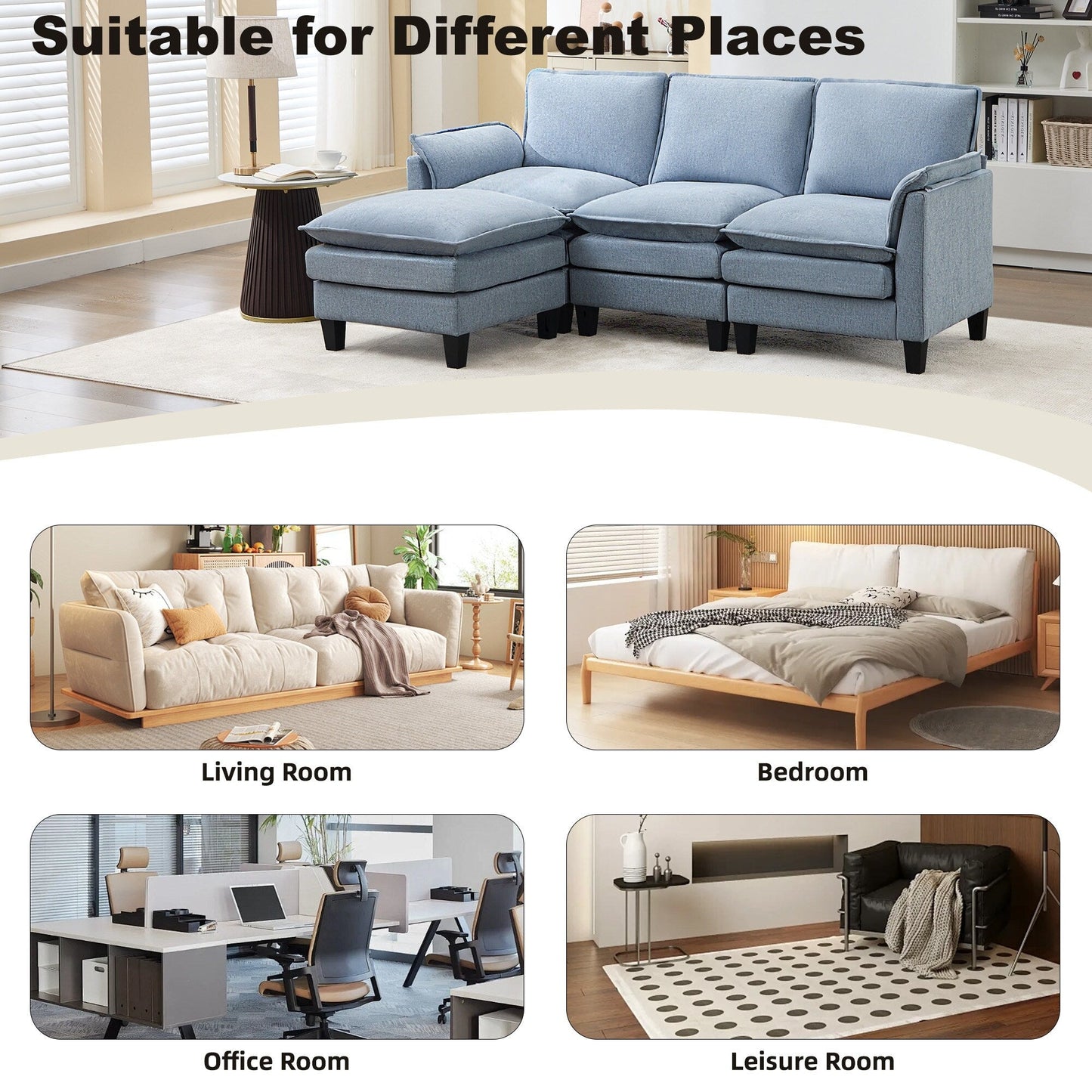 Luxury 3-Seater Sofa & Footstool â?Ultra-Plush, Multi-Room Comfort